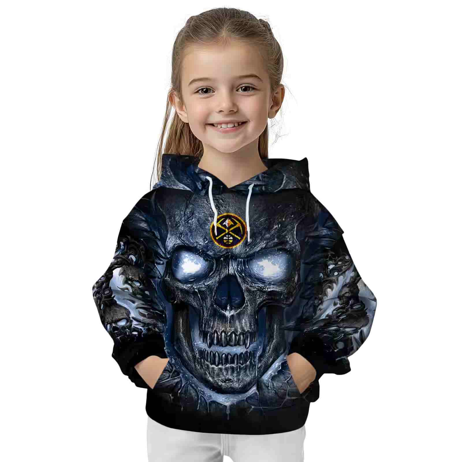 denver nuggets demonic skull blue black hoodie top rated