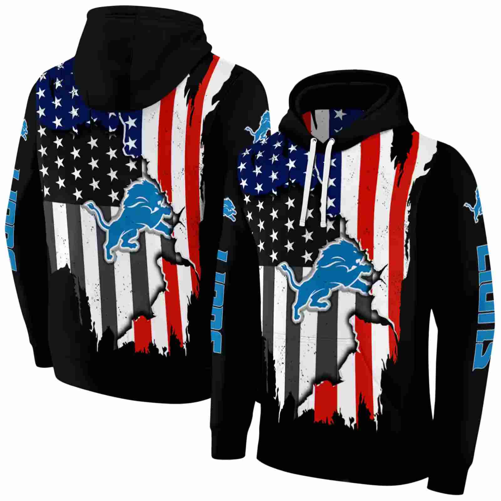 detroit lions american pride black hoodie fashion forward
