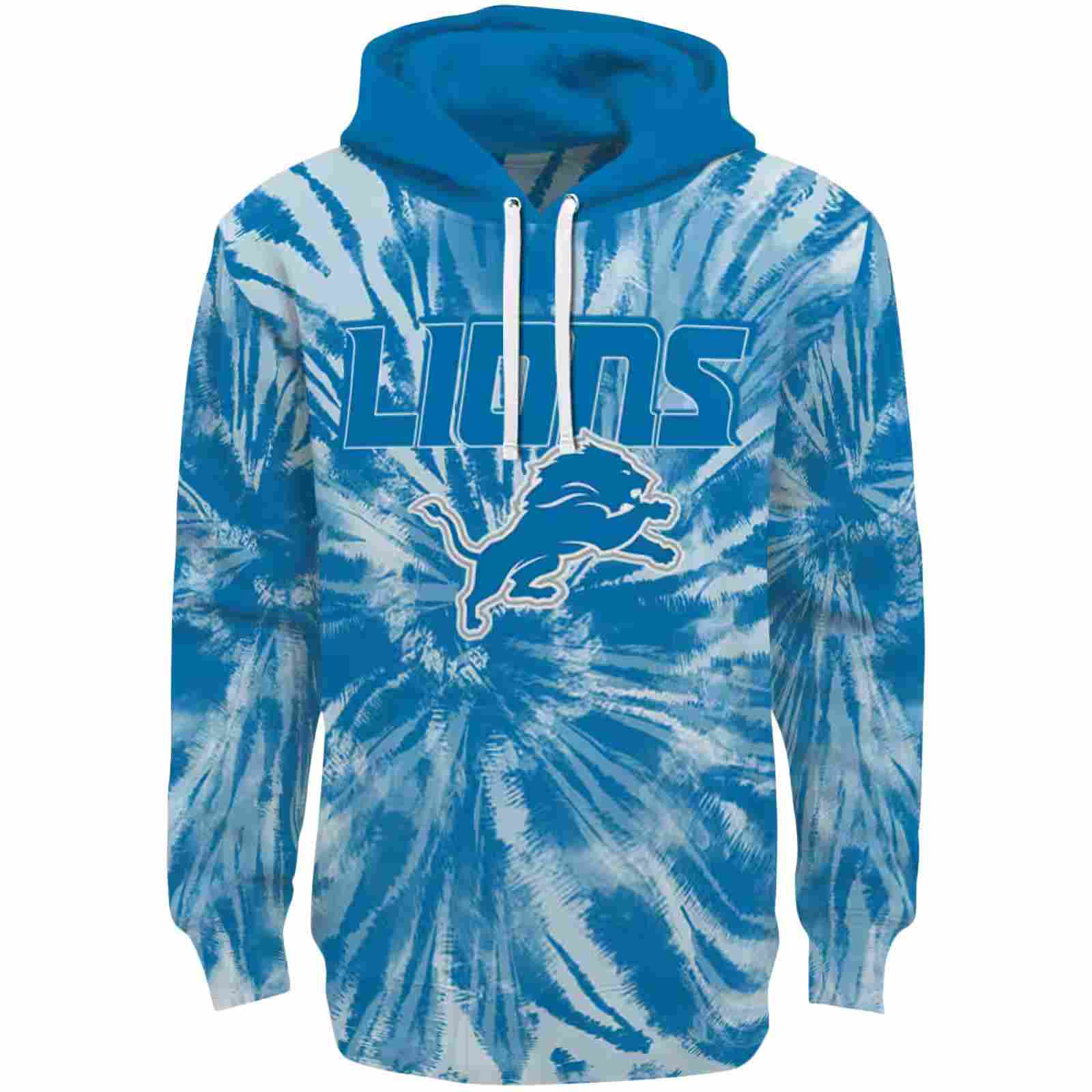 Detroit Lions Tie Dye Pattern Blue Hoodie