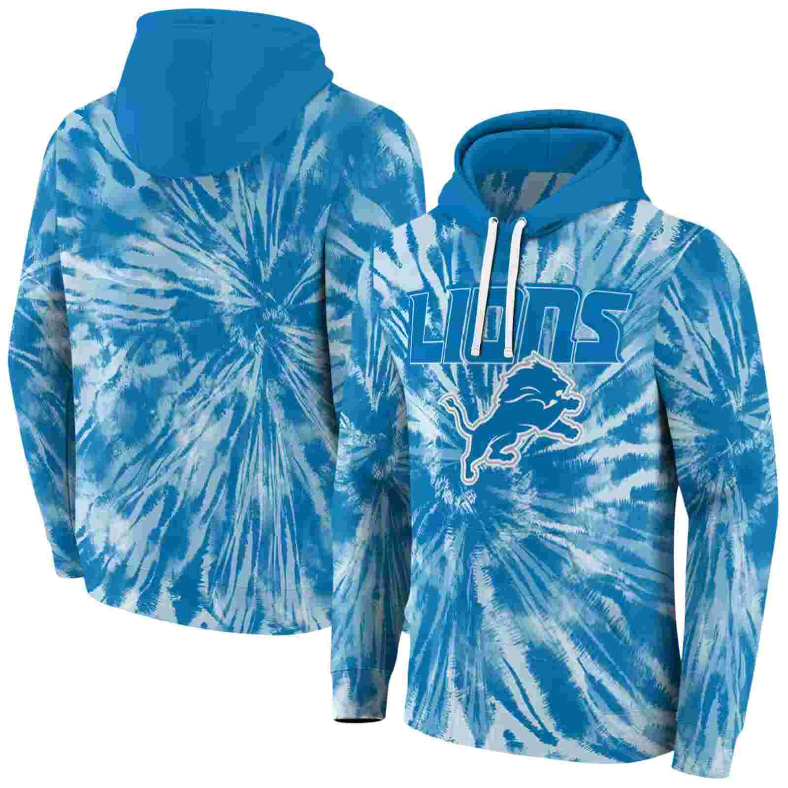 detroit lions tie dye pattern blue hoodie fashion forward