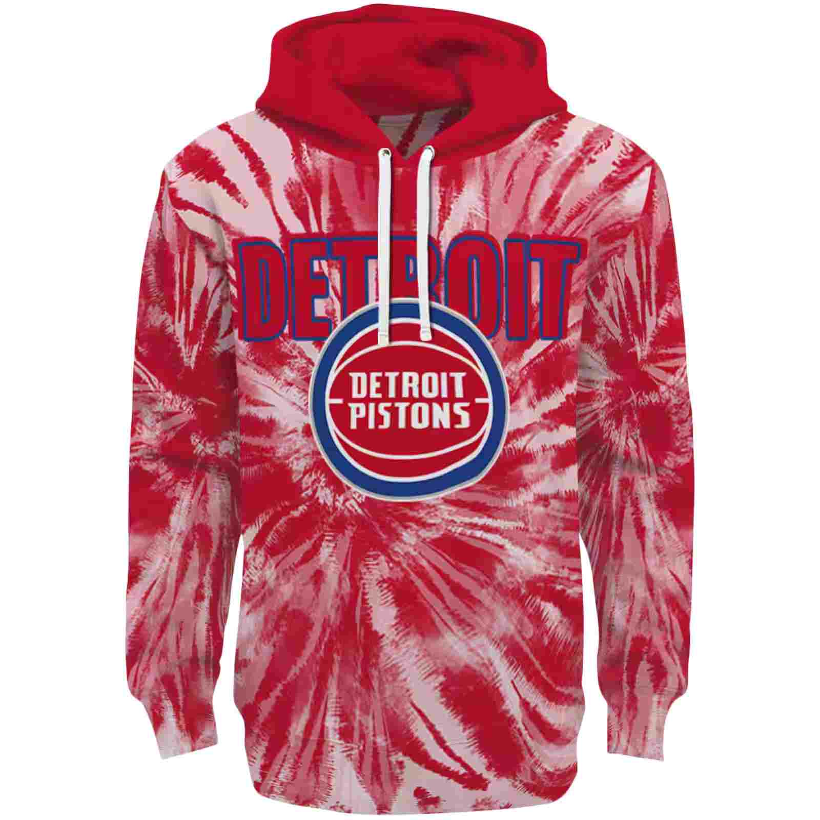 Detroit Pistons Tie Dye Pattern Red Hoodie