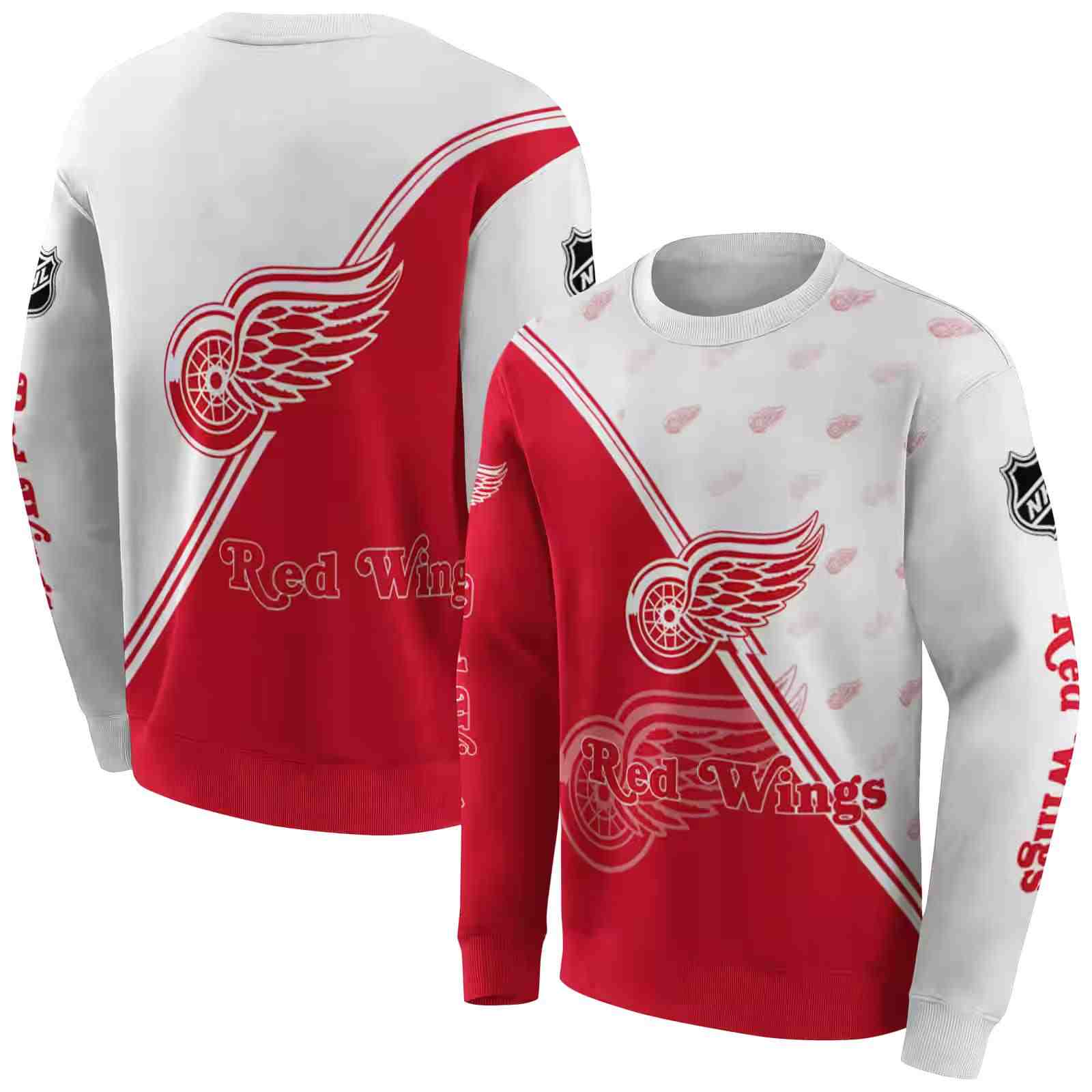 detroit red wings diagonal stripe red white hoodie premium grade