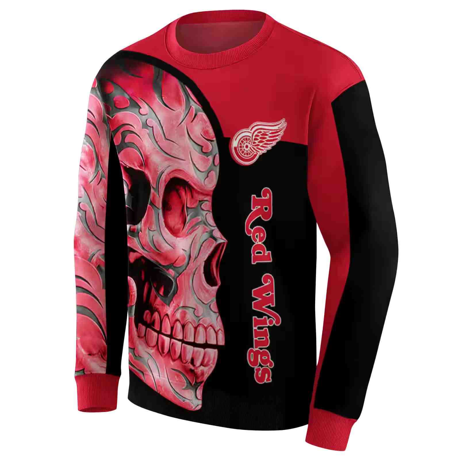 detroit red wings skull motif red black hoodie new arrival