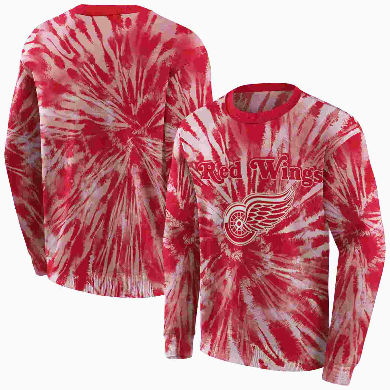 detroit red wings tie dye pattern red hoodie premium grade