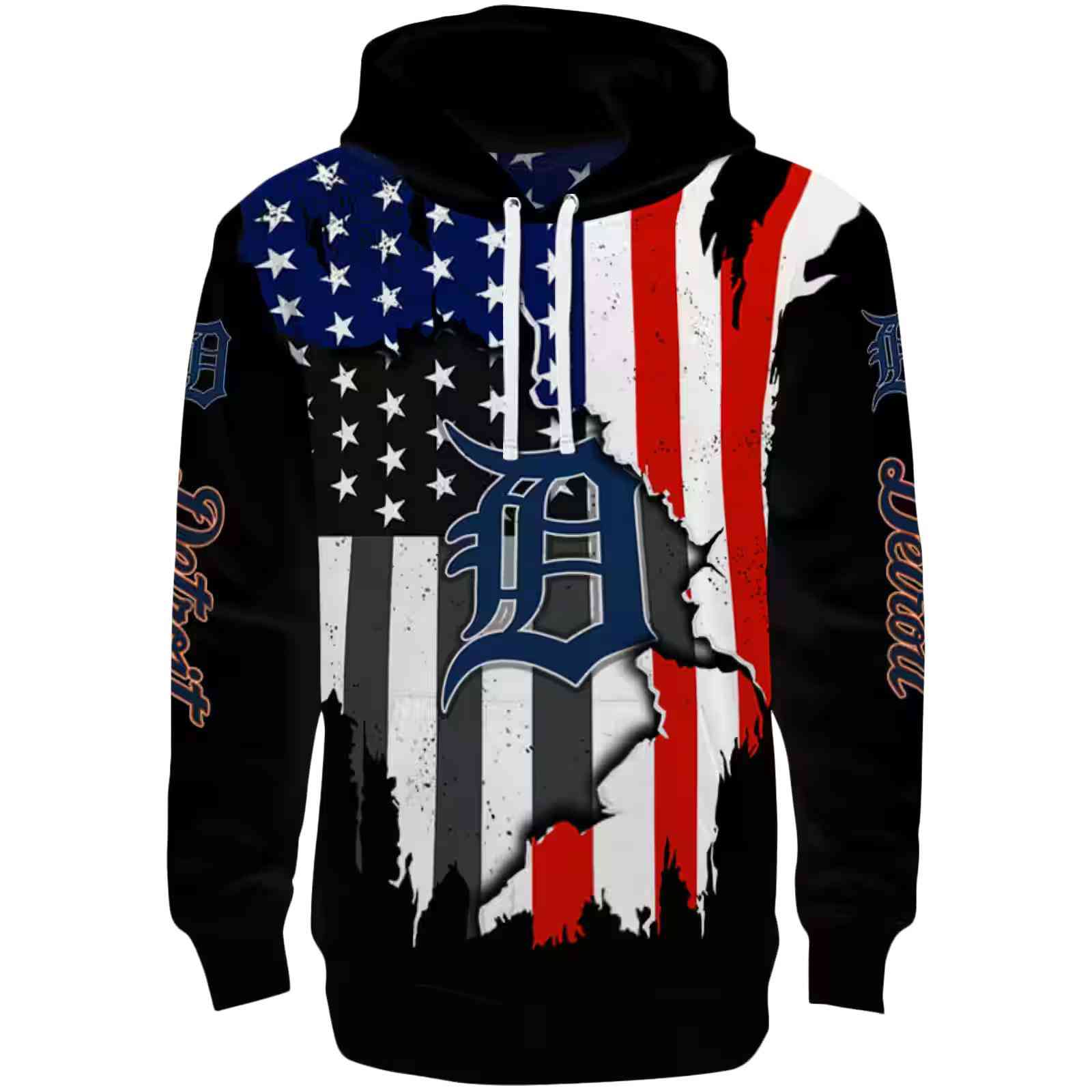 Detroit Tigers American Pride Black Hoodie