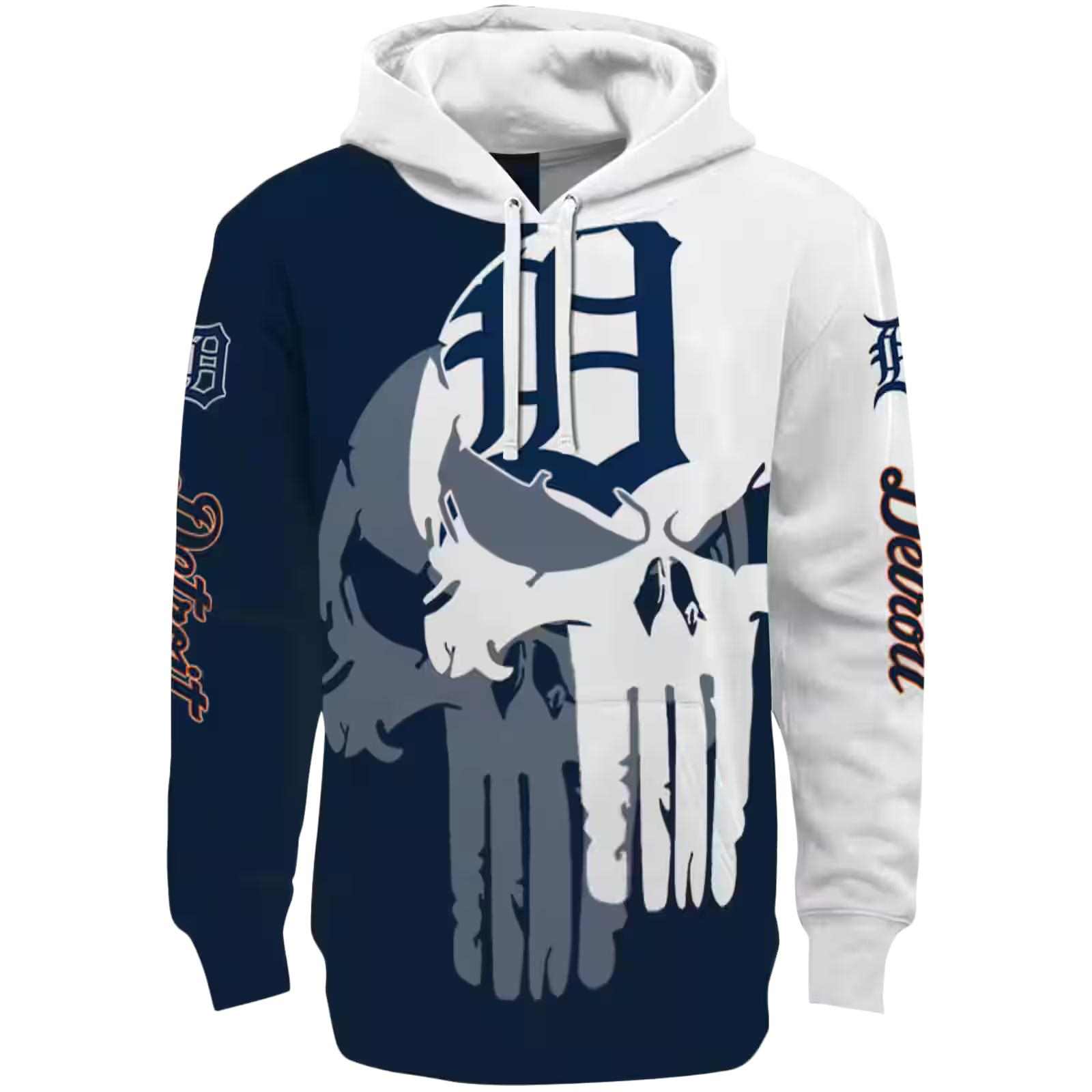 Detroit Tigers Graphic Punisher Navy White Hoodie