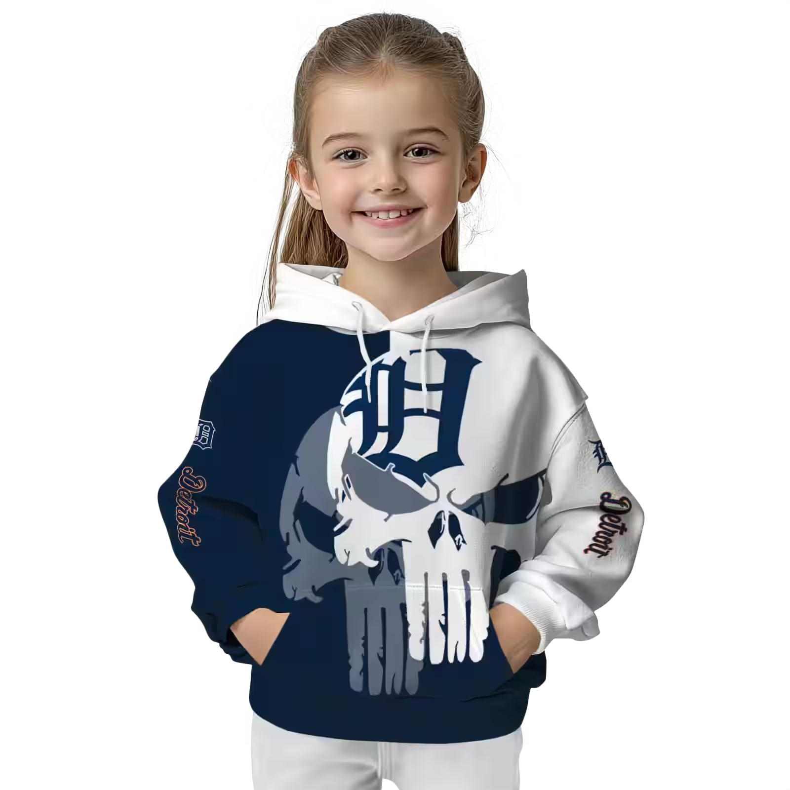 detroit tigers graphic punisher navy white hoodie top rated