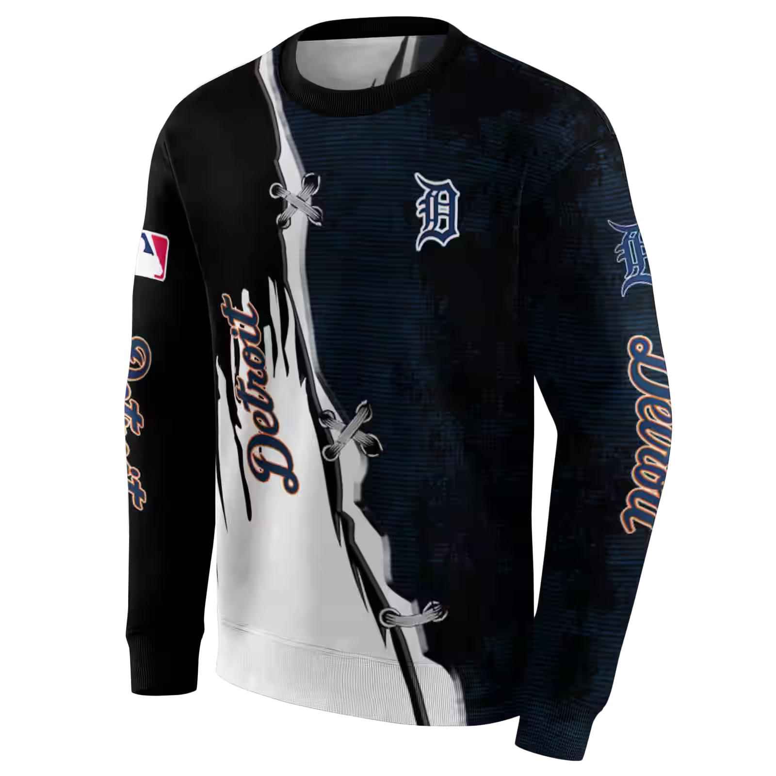 detroit tigers ripped pattern navy black white hoodie new arrival