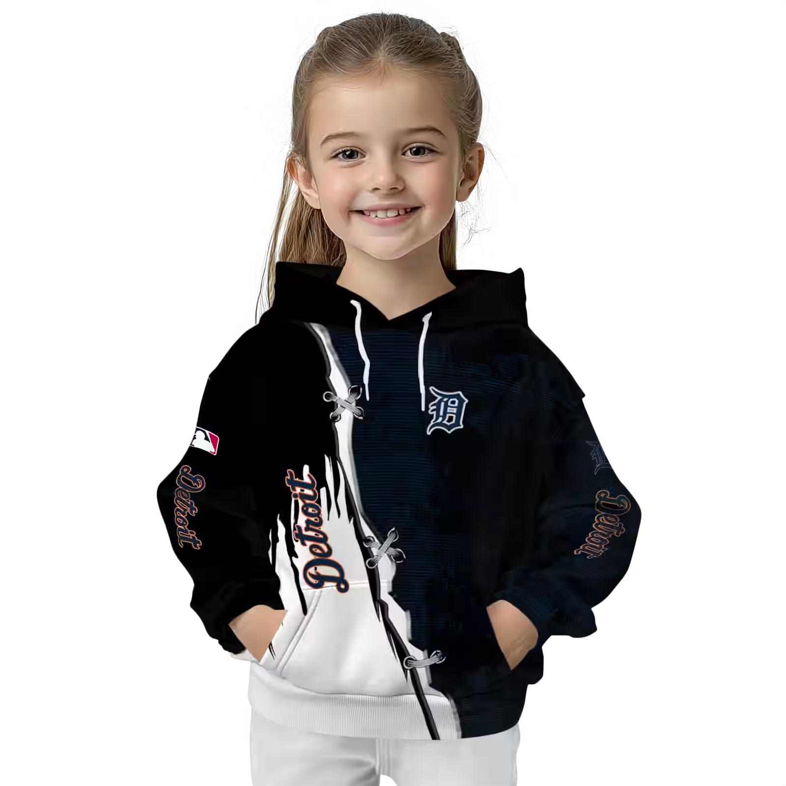 detroit tigers ripped pattern navy black white hoodie top rated