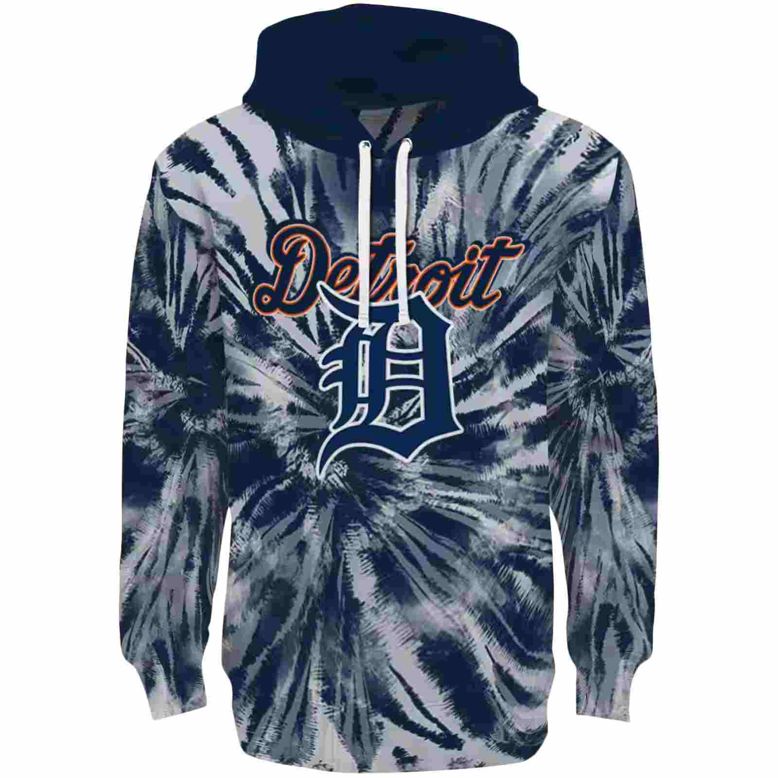 Detroit Tigers Tie Dye Pattern Navy Hoodie