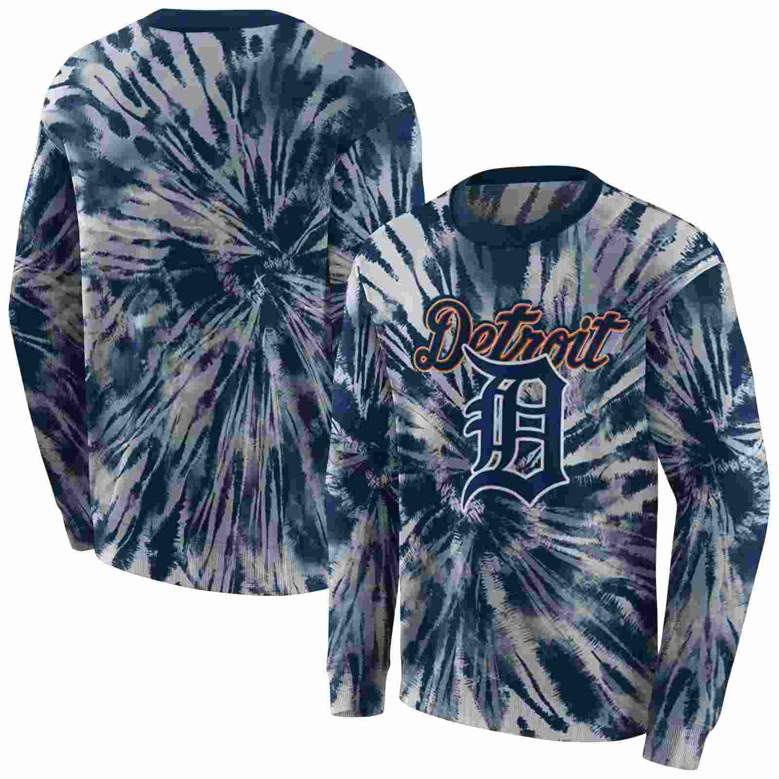 detroit tigers tie dye pattern navy hoodie premium grade