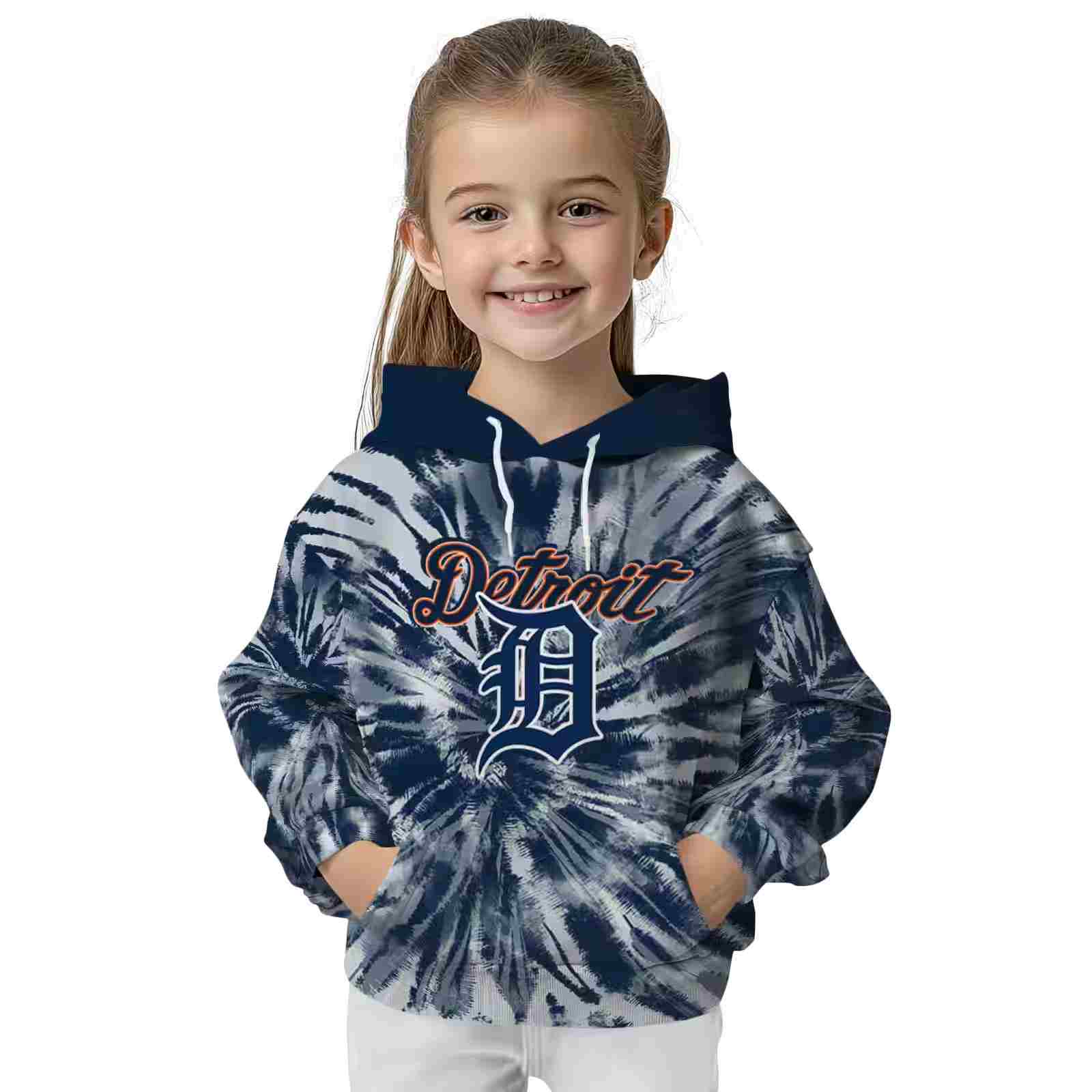 detroit tigers tie dye pattern navy hoodie top rated