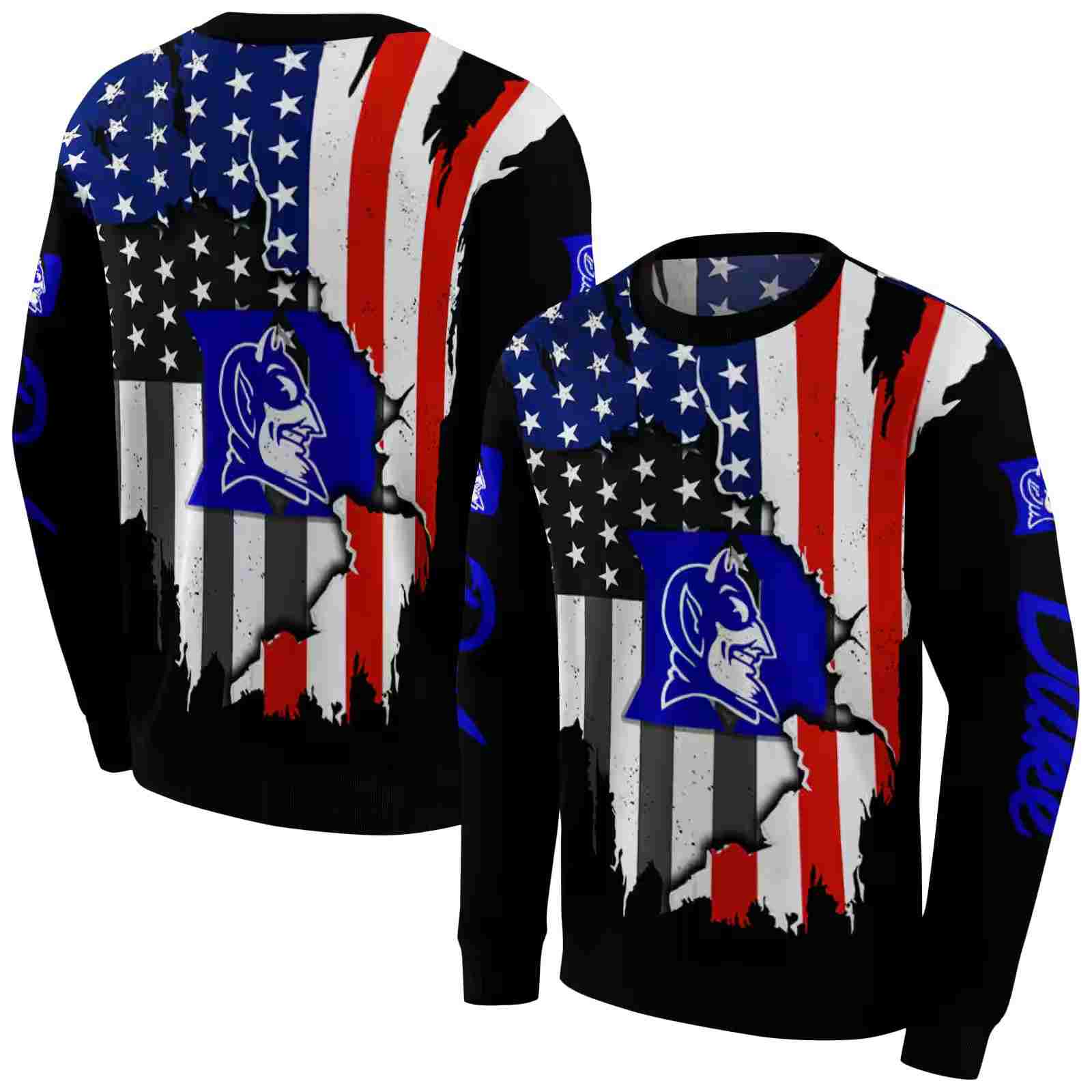 duke blue devils american pride black hoodie premium grade