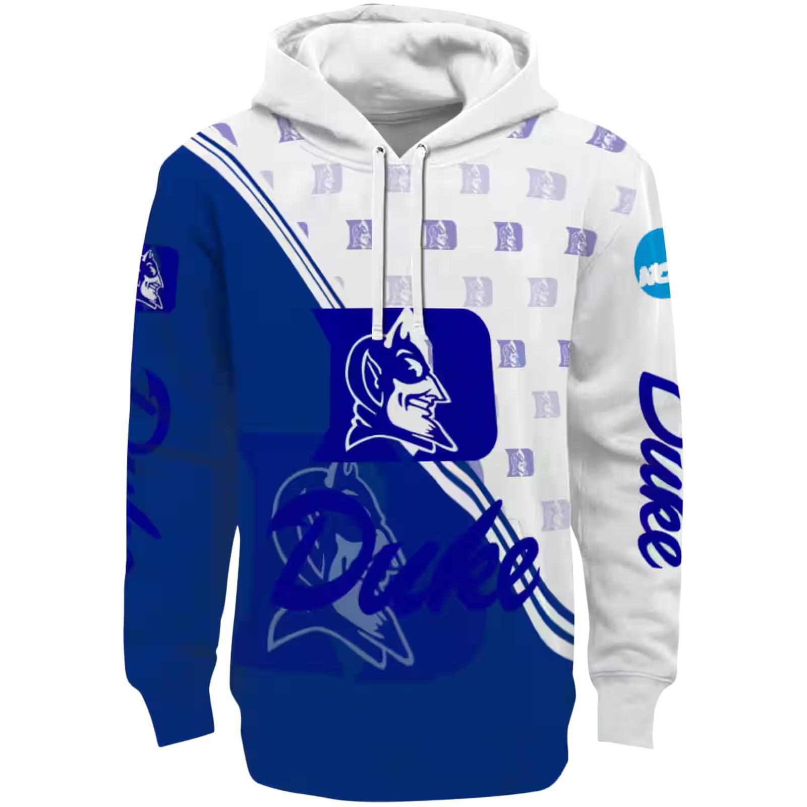 Duke Blue Devils Diagonal Stripe Blue White Hoodie