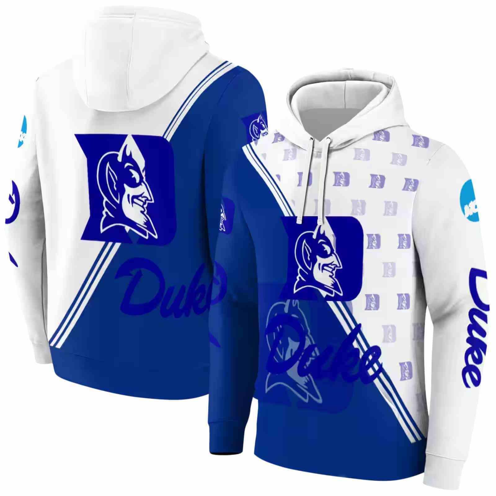 duke blue devils diagonal stripe blue white hoodie fashion forward