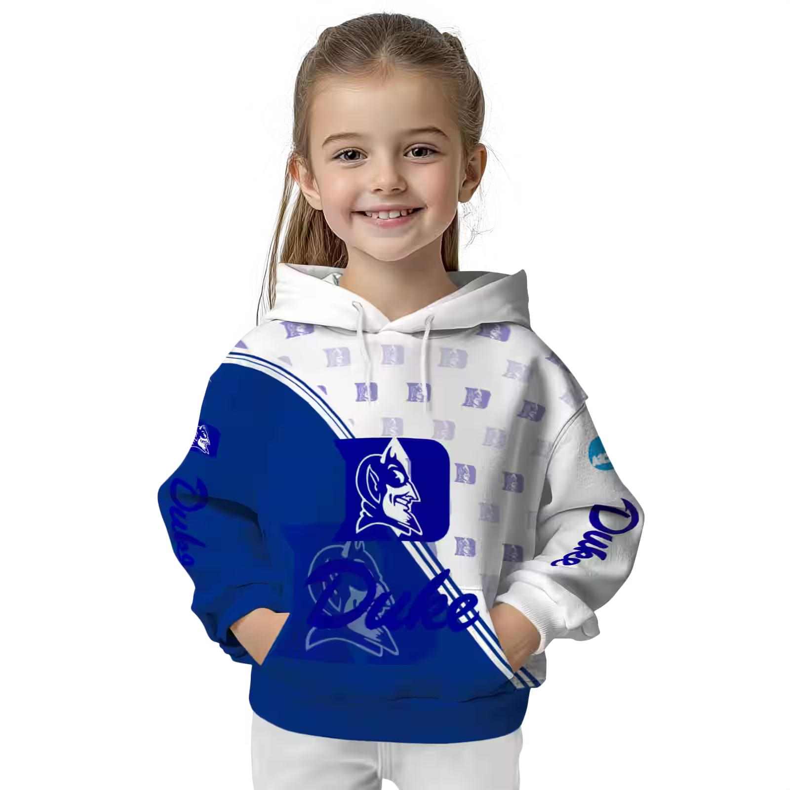 duke blue devils diagonal stripe blue white hoodie top rated