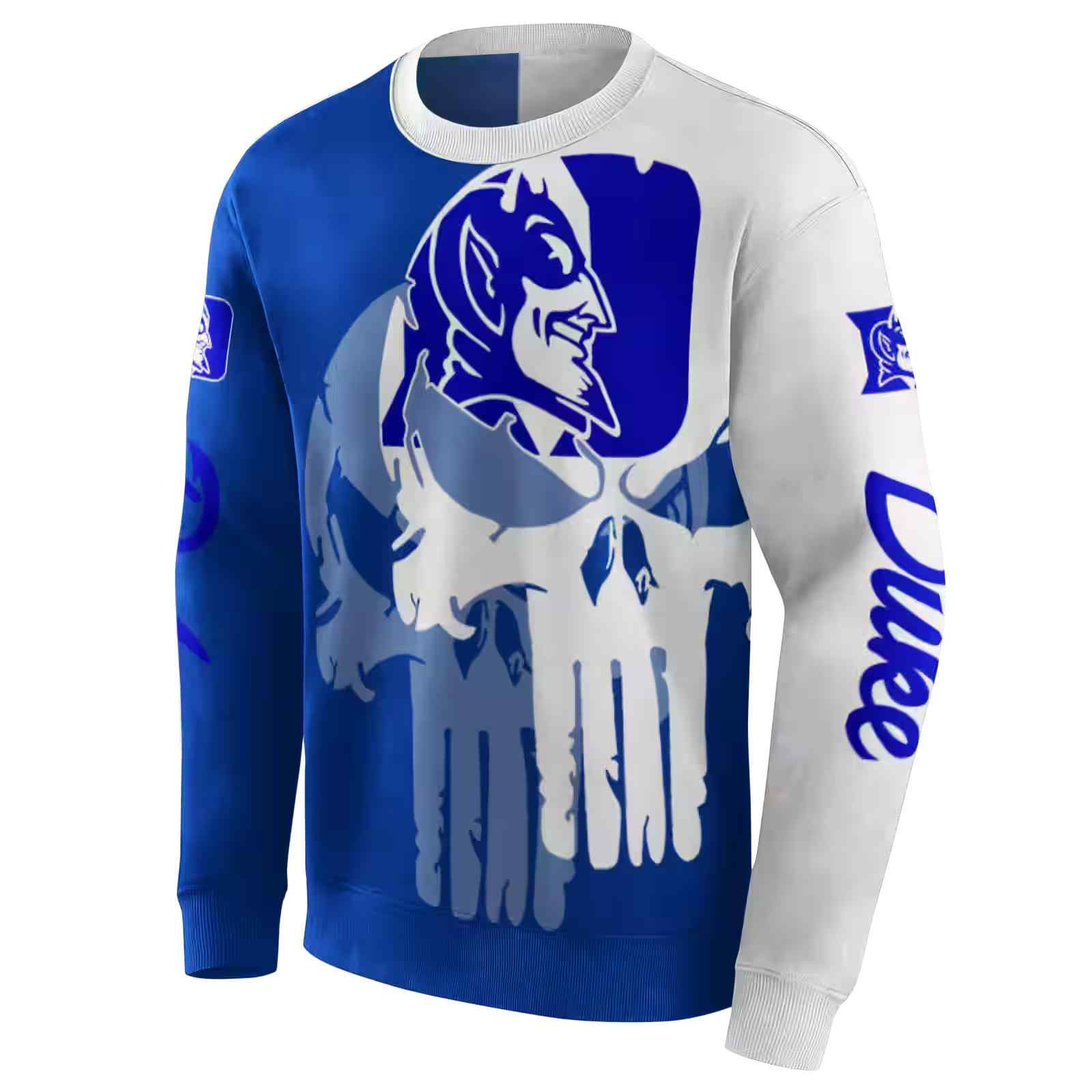 duke blue devils graphic punisher blue white hoodie new arrival