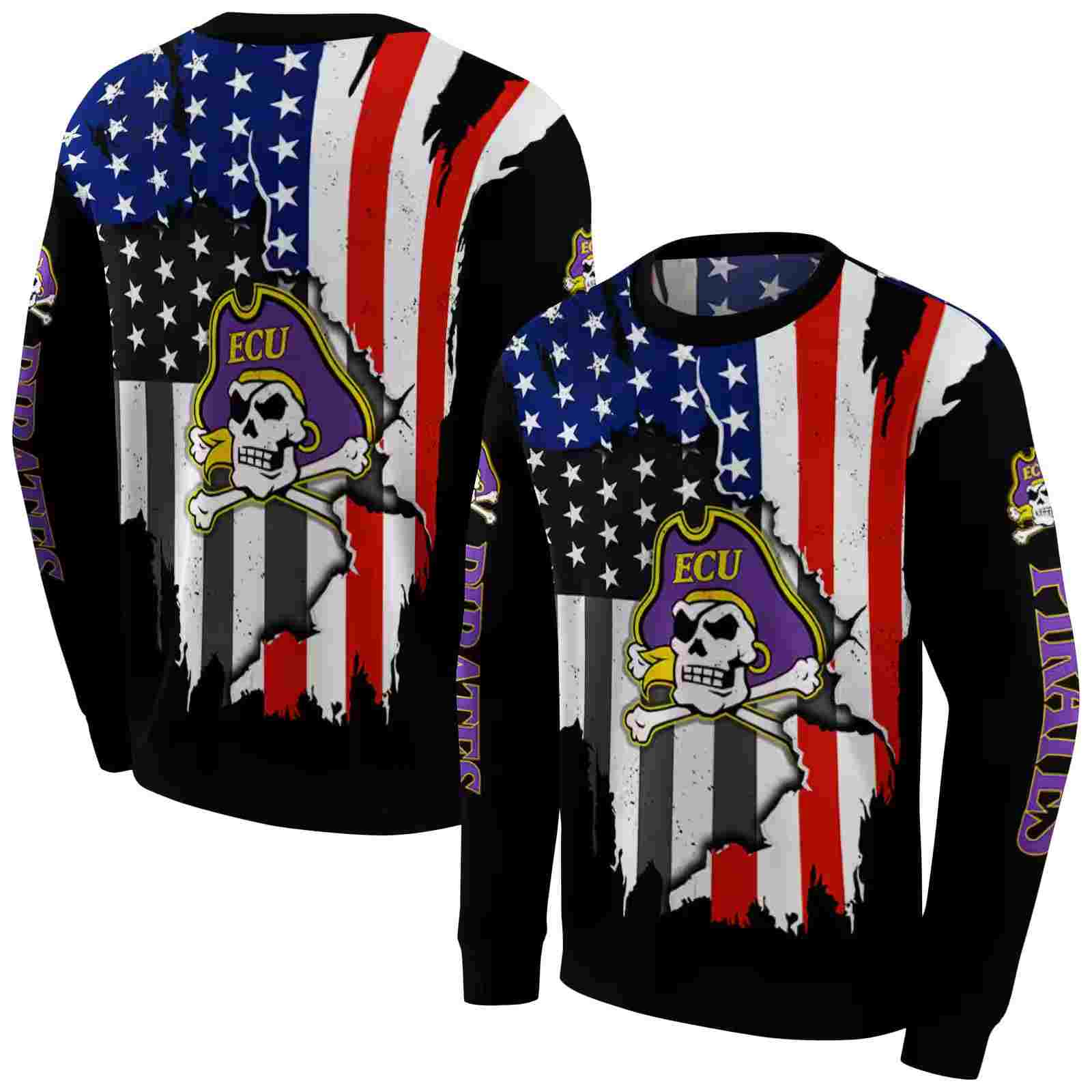 east carolina pirates american pride black hoodie premium grade