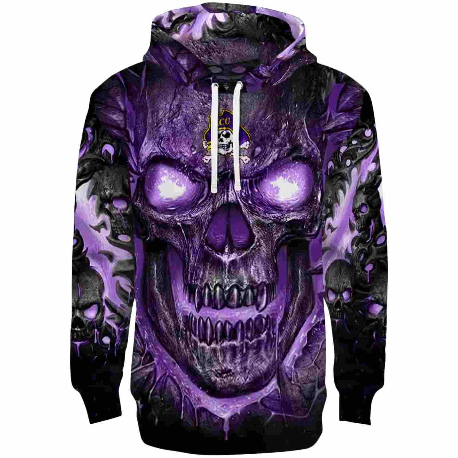 East Carolina Pirates Demonic Skull Purple Black Hoodie