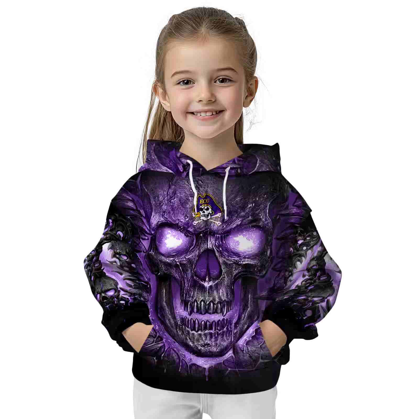 east carolina pirates demonic skull purple black hoodie top rated