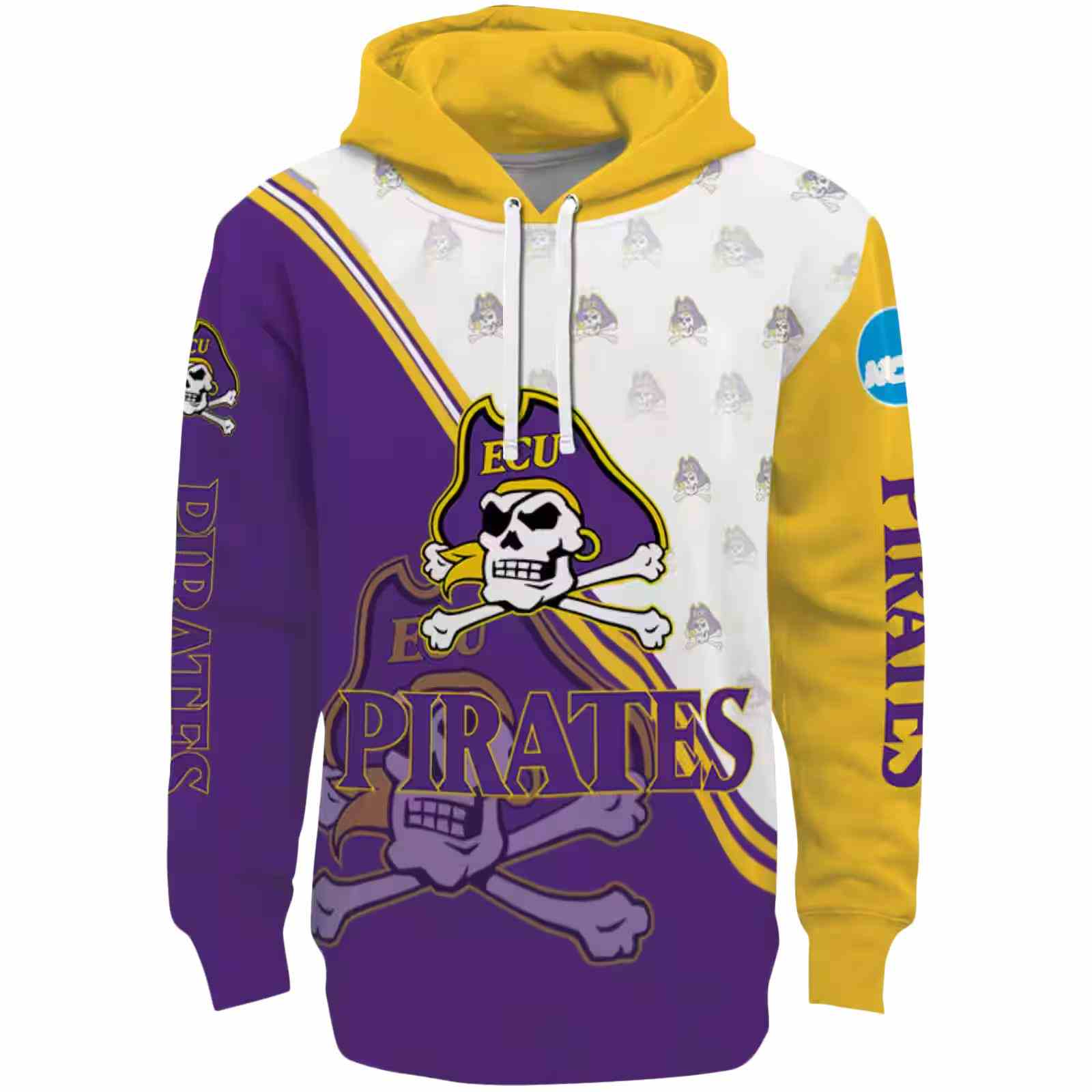 East Carolina Pirates Diagonal Stripe Purple White Hoodie