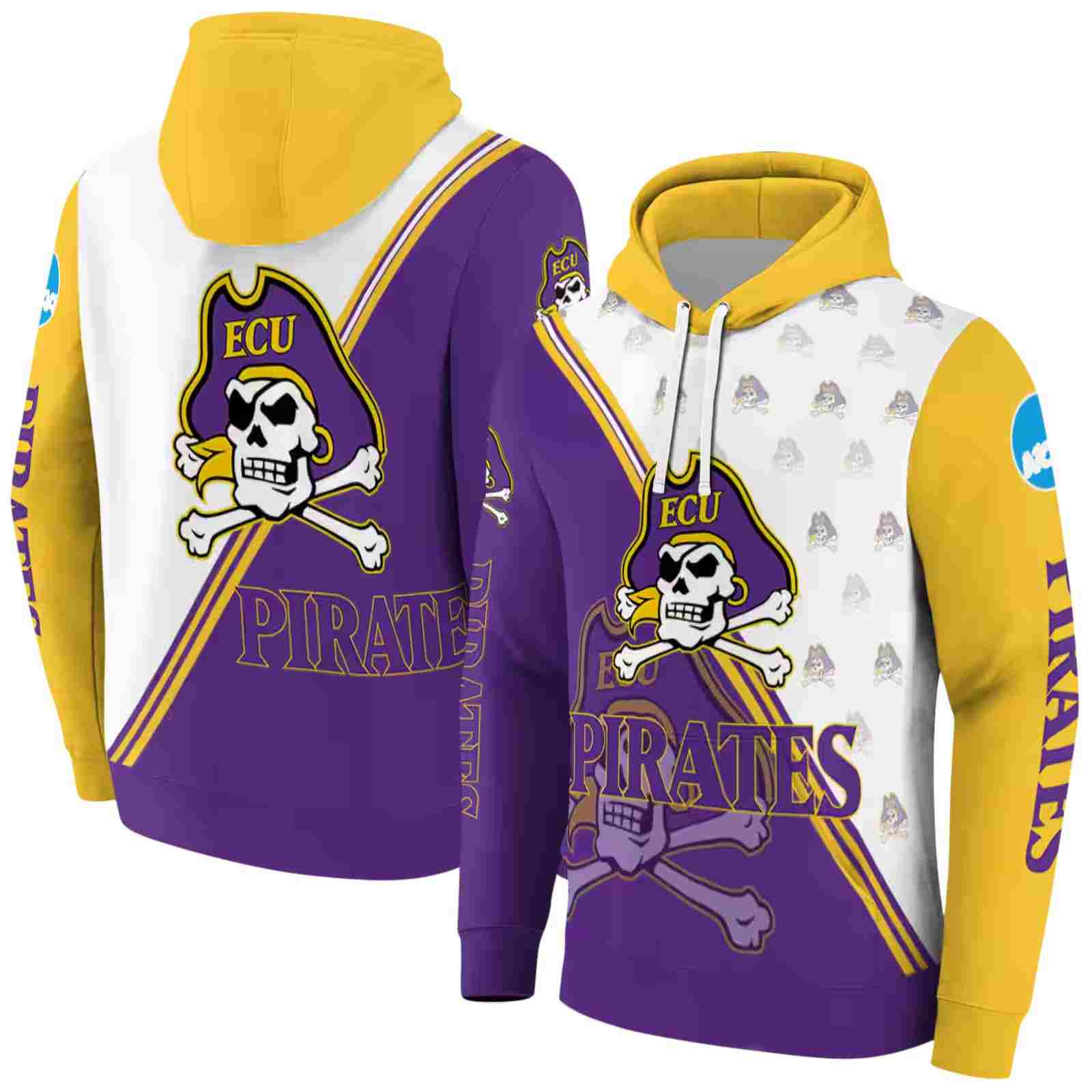 east carolina pirates diagonal stripe purple white hoodie fashion forward