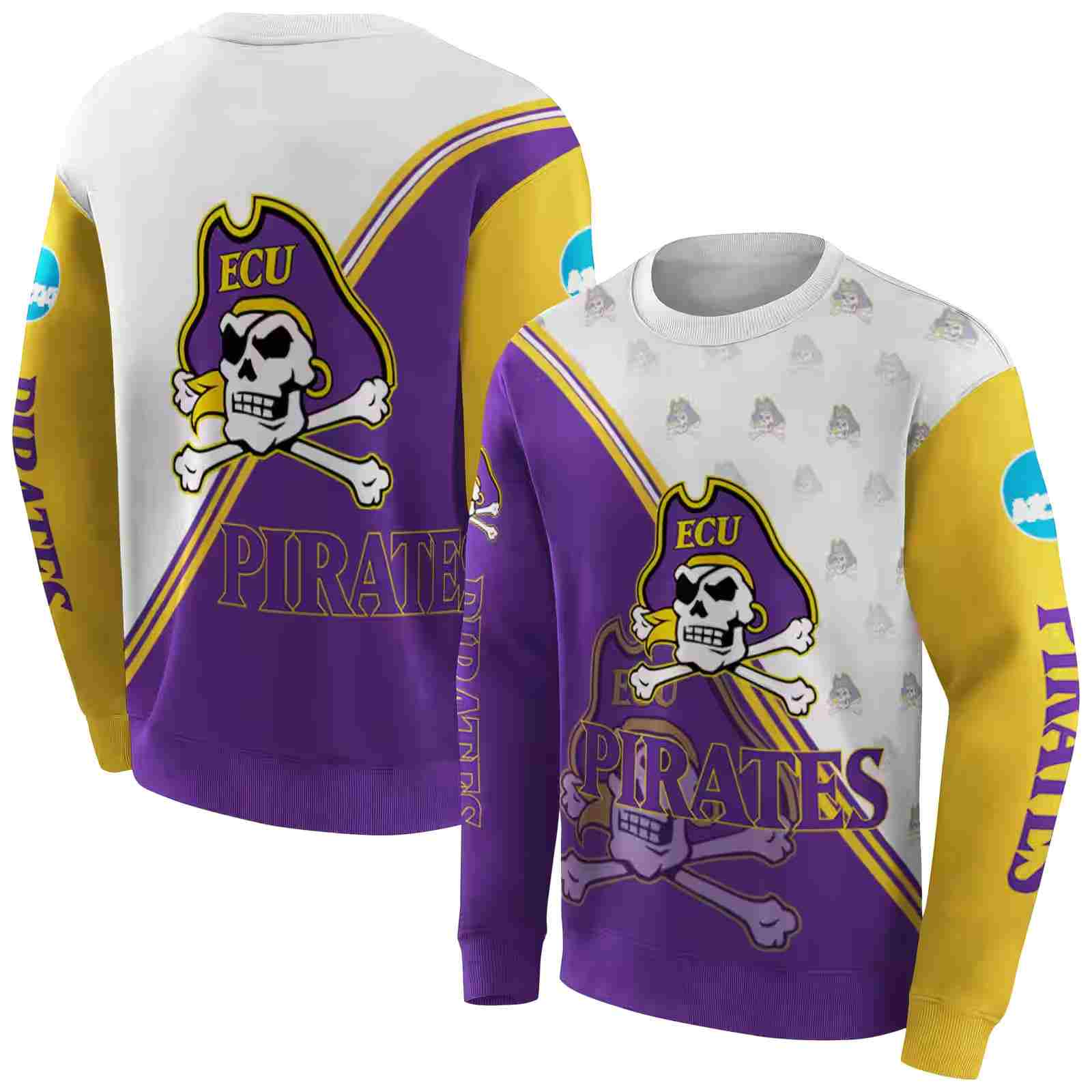 east carolina pirates diagonal stripe purple white hoodie premium grade