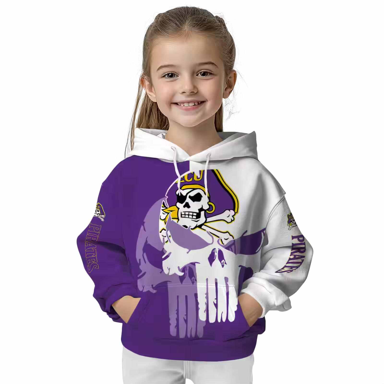 east carolina pirates graphic punisher purple white hoodie top rated