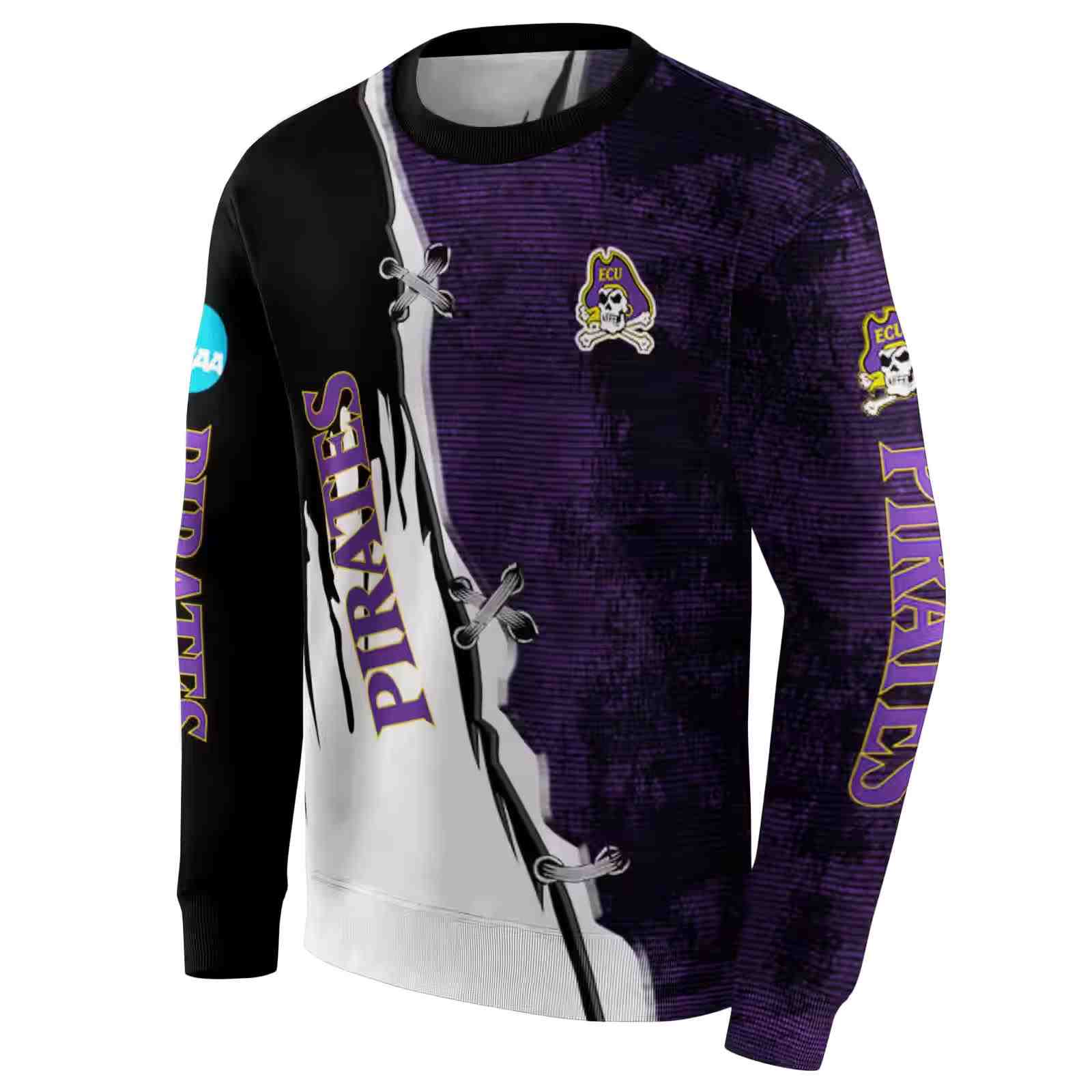 east carolina pirates ripped pattern purple black white hoodie new arrival