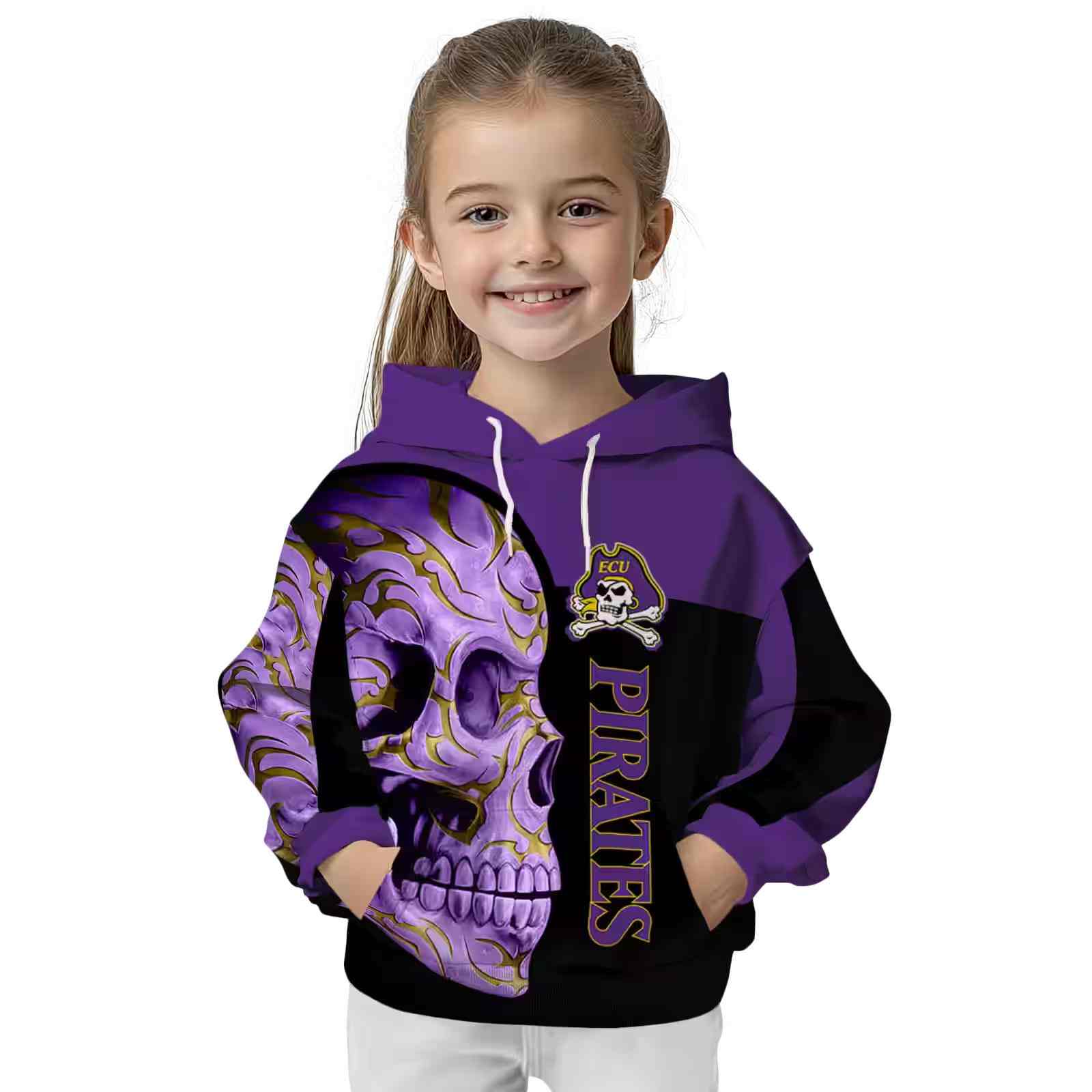 east carolina pirates skull motif purple black hoodie top rated