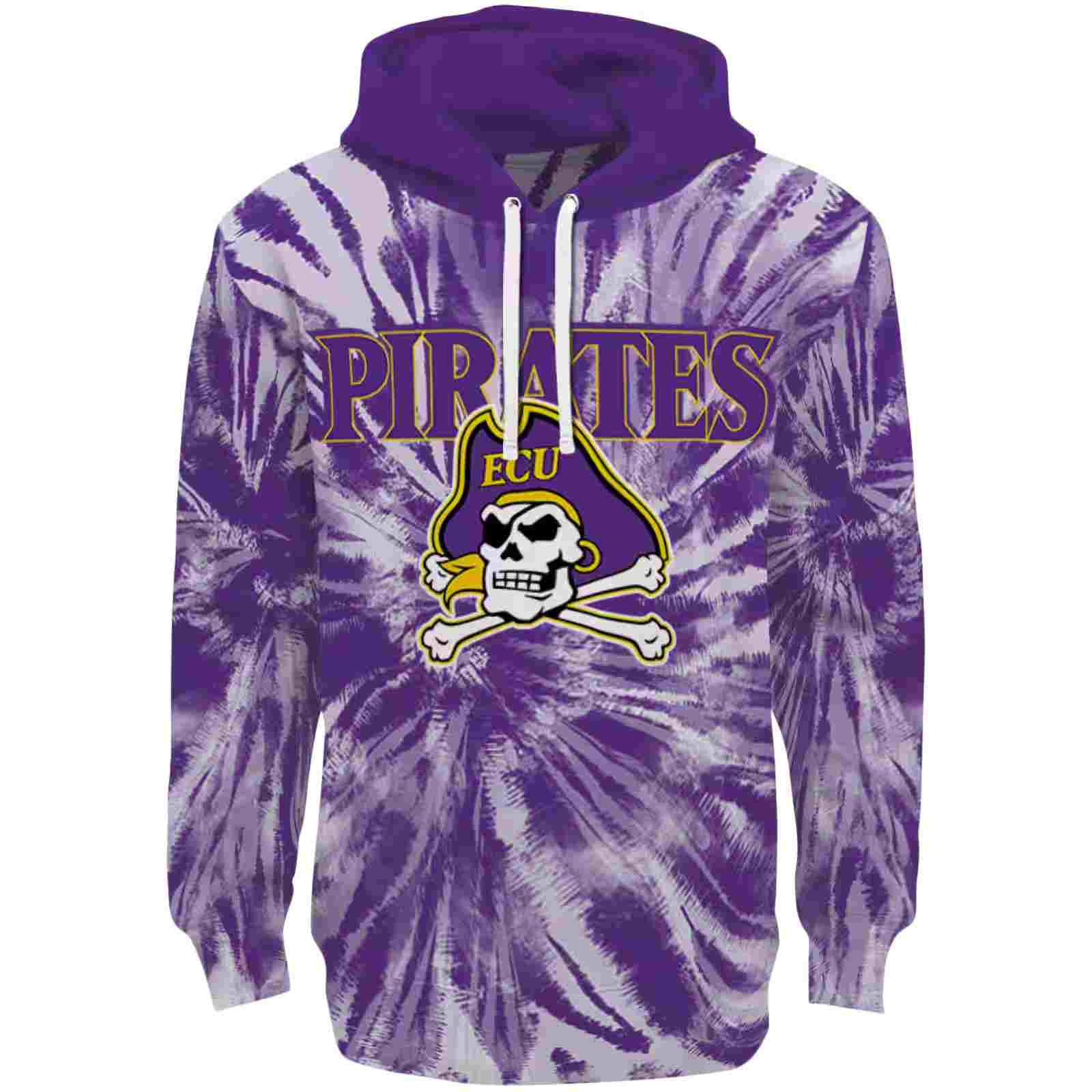 East Carolina Pirates Tie Dye Pattern Purple Hoodie