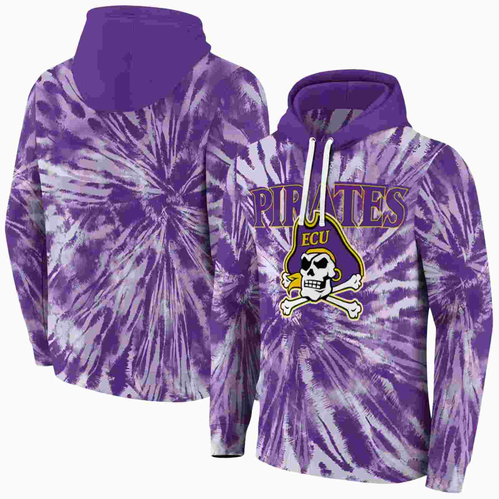 east carolina pirates tie dye pattern purple hoodie fashion forward