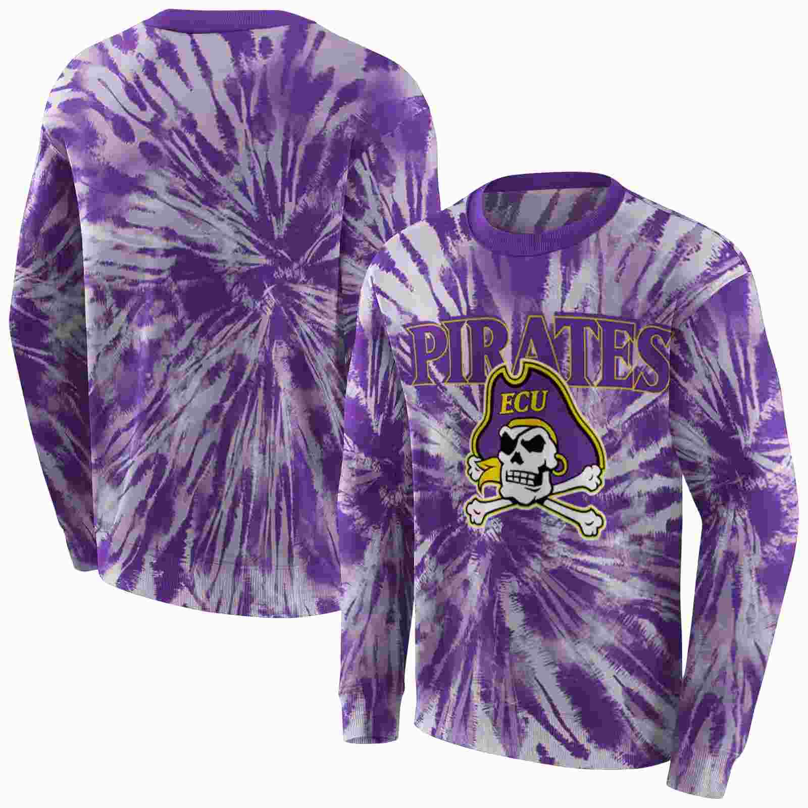 east carolina pirates tie dye pattern purple hoodie premium grade