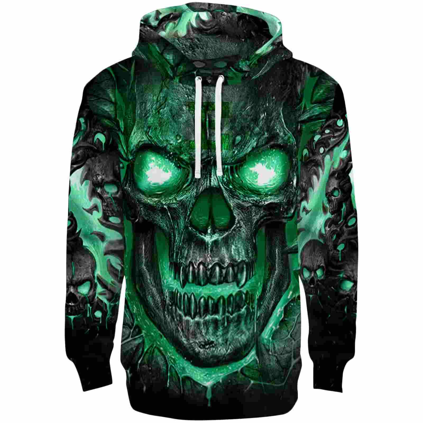 Eastern Michigan Eagles Demonic Skull Green Black Hoodie