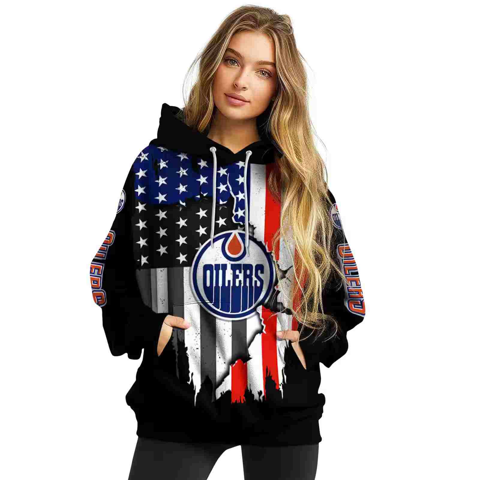 edmonton oilers american pride black hoodie high quality