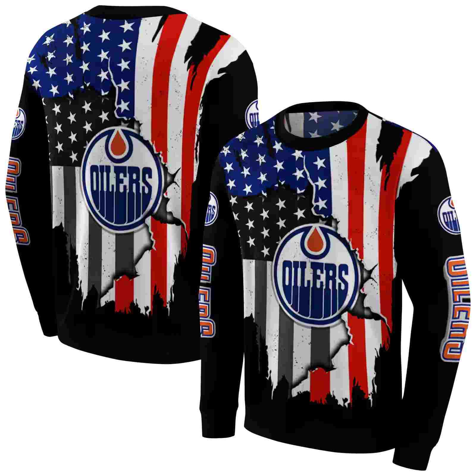 edmonton oilers american pride black hoodie premium grade