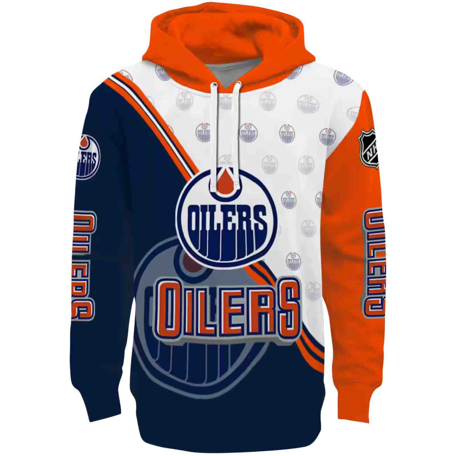 Edmonton Oilers Diagonal Stripe Blue White Hoodie