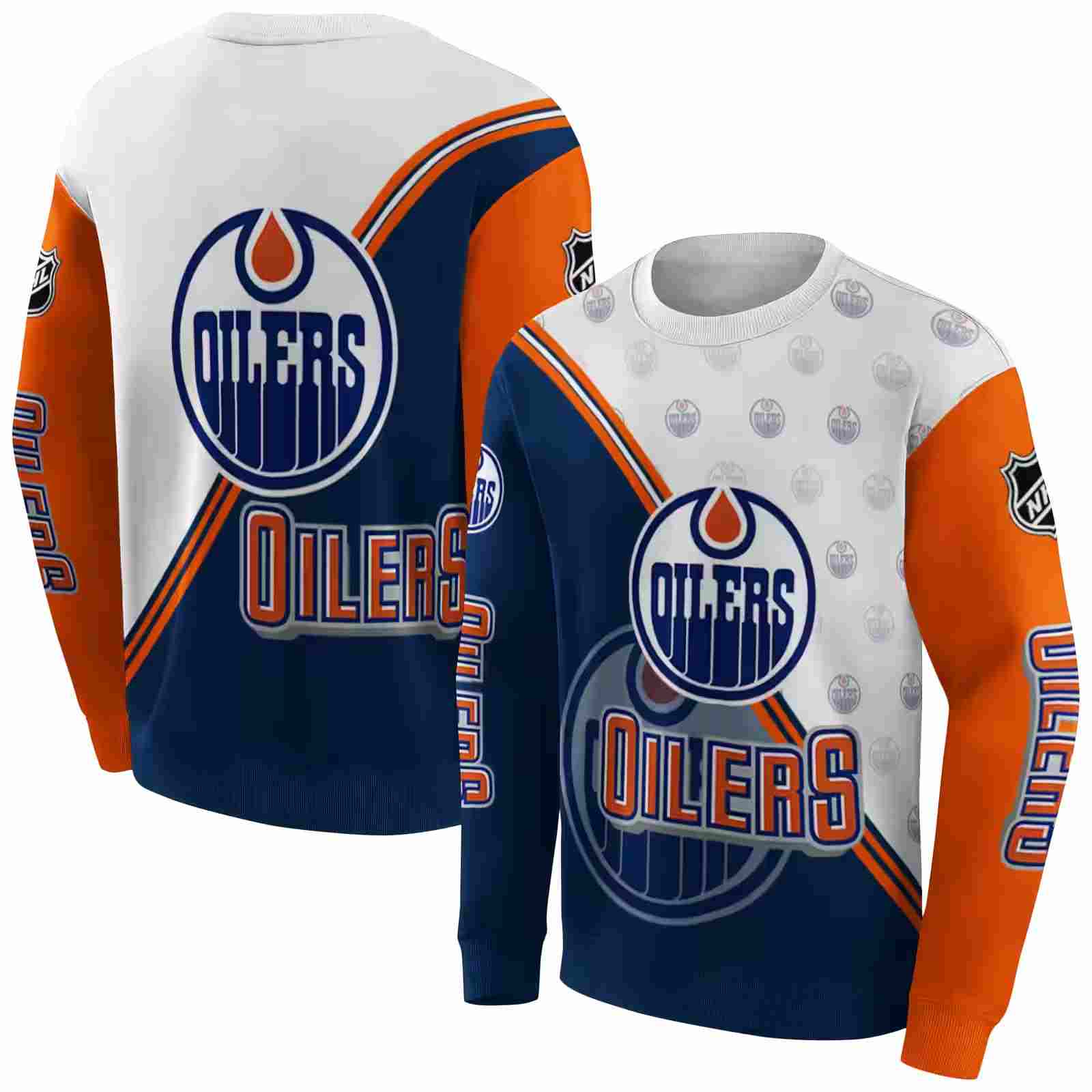 edmonton oilers diagonal stripe blue white hoodie premium grade