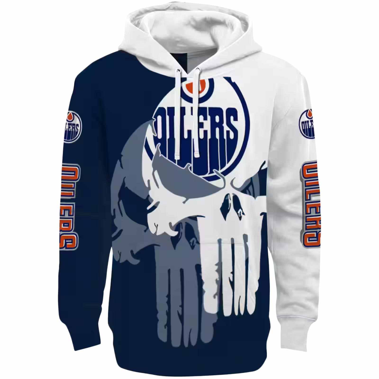 Edmonton Oilers Graphic Punisher Blue White Hoodie