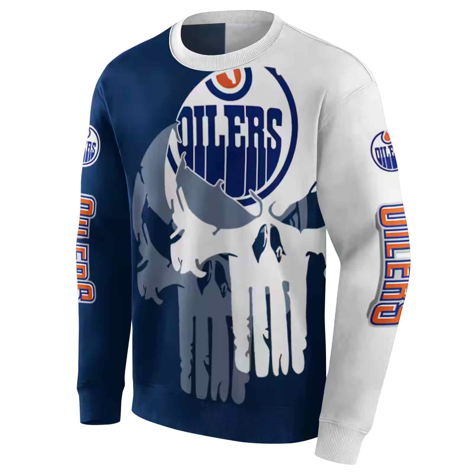 edmonton oilers graphic punisher blue white hoodie new arrival