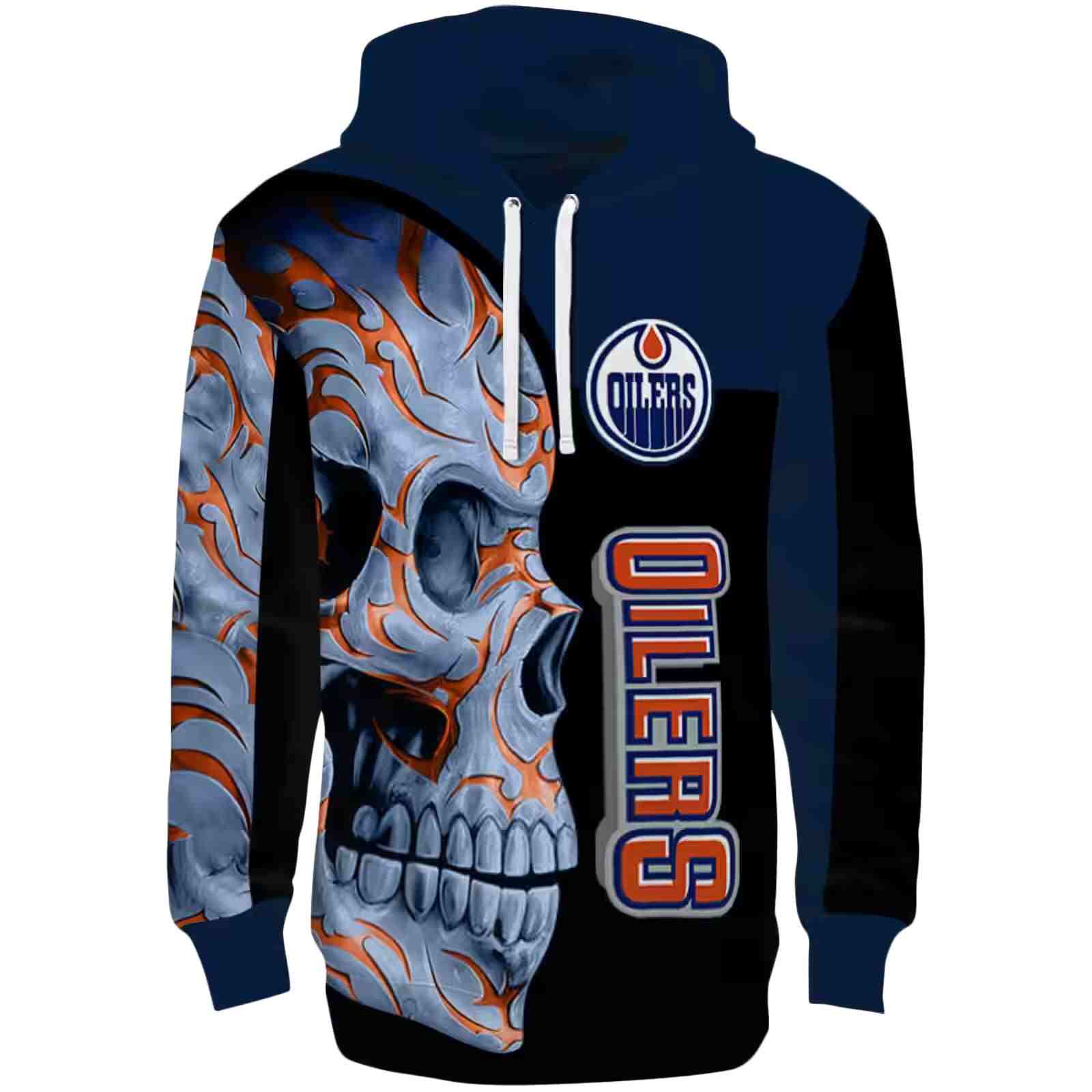 Edmonton Oilers Skull Motif Blue Black Hoodie