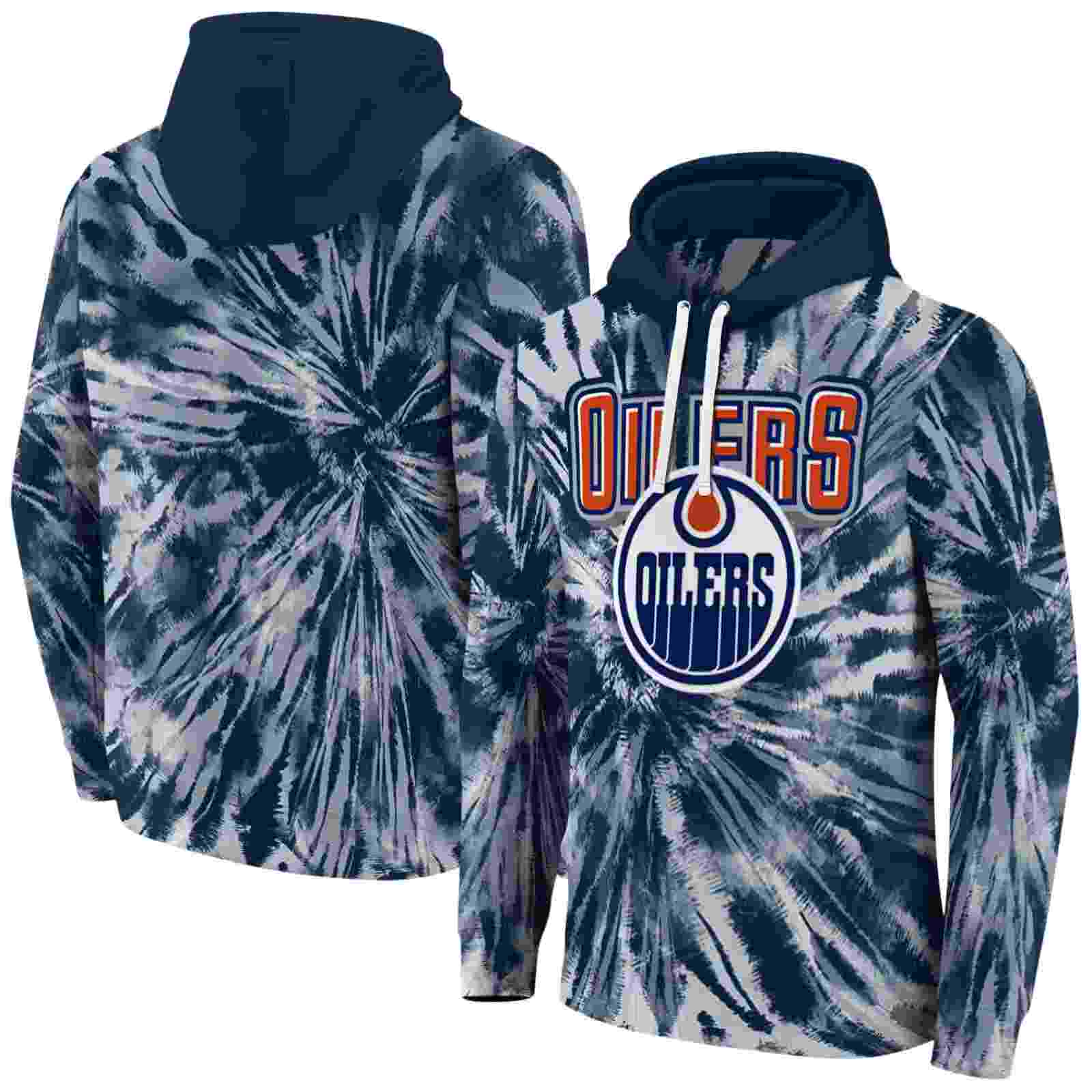 edmonton oilers tie dye pattern blue hoodie fashion forward