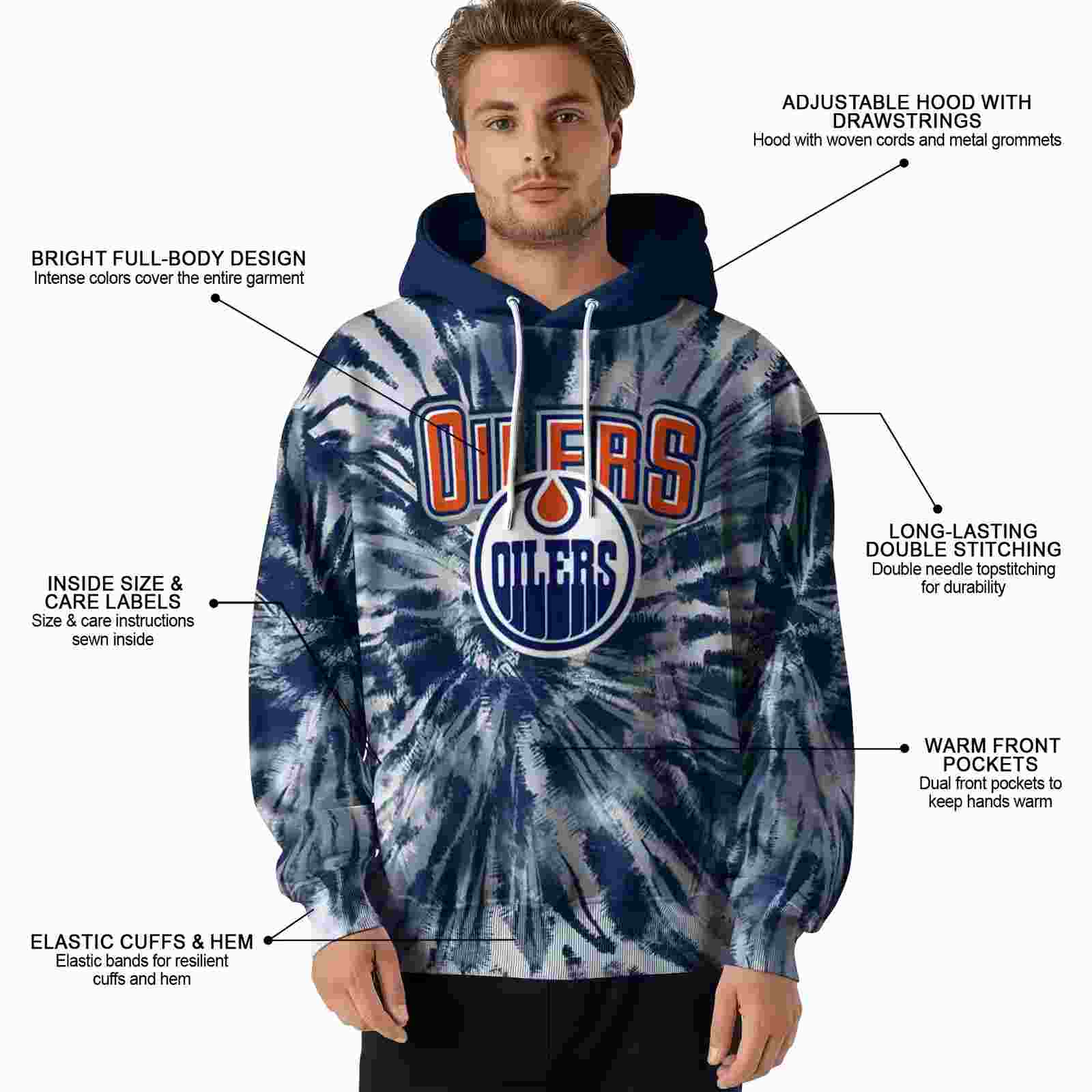 edmonton oilers tie dye pattern blue hoodie latest model