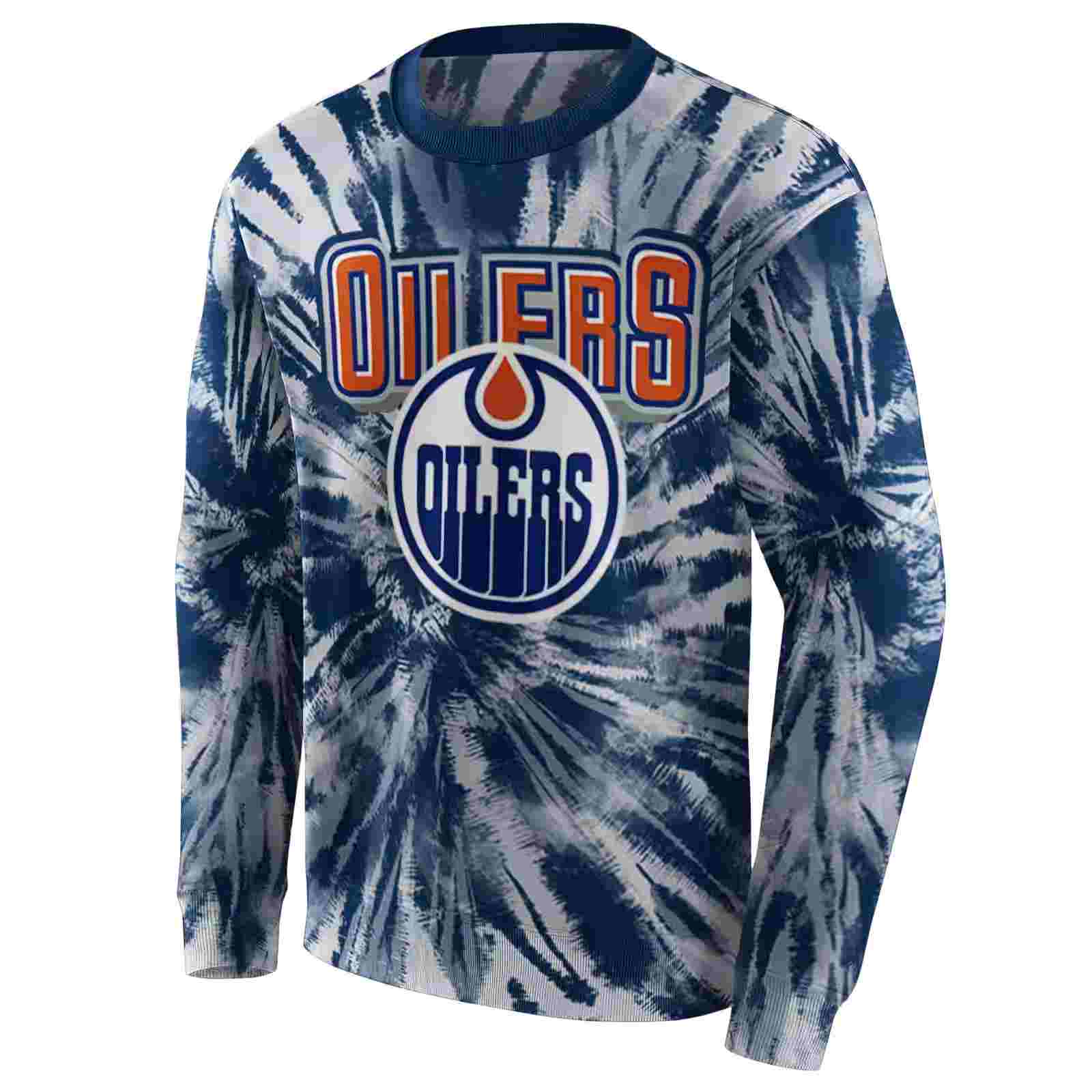 edmonton oilers tie dye pattern blue hoodie new arrival