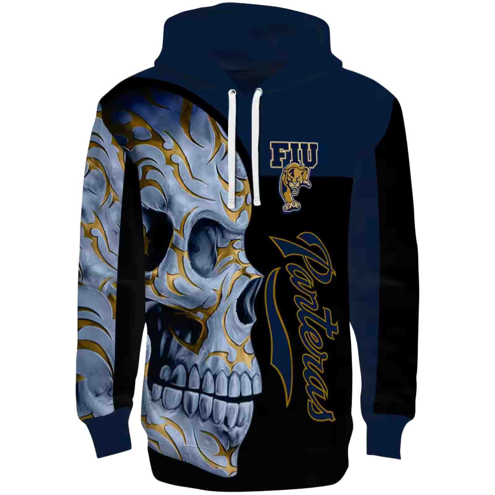 FIU Panthers Skull Motif Blue Black Hoodie