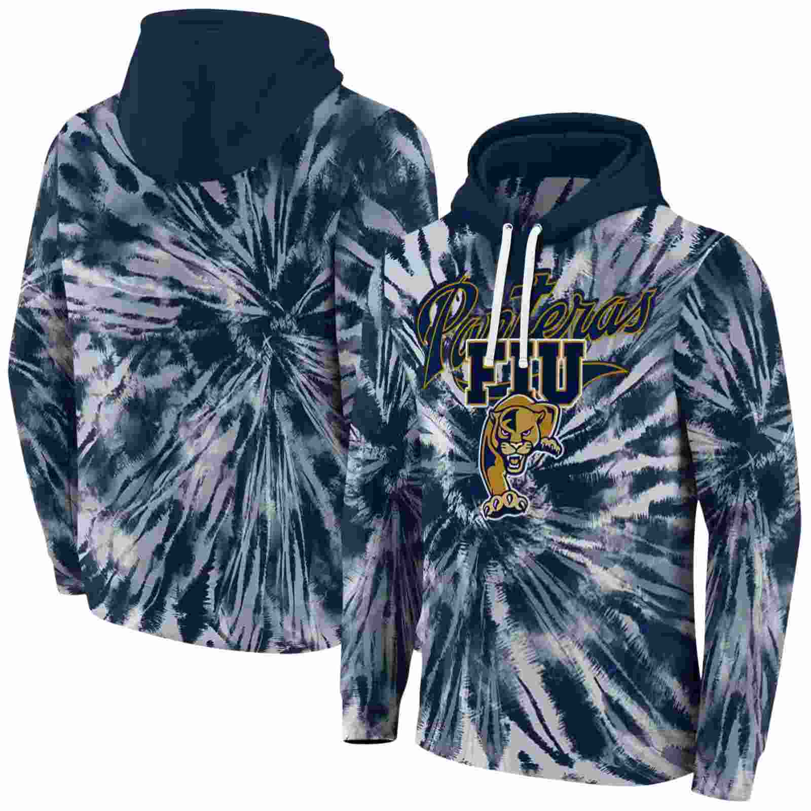 fiu panthers tie dye pattern blue hoodie fashion forward