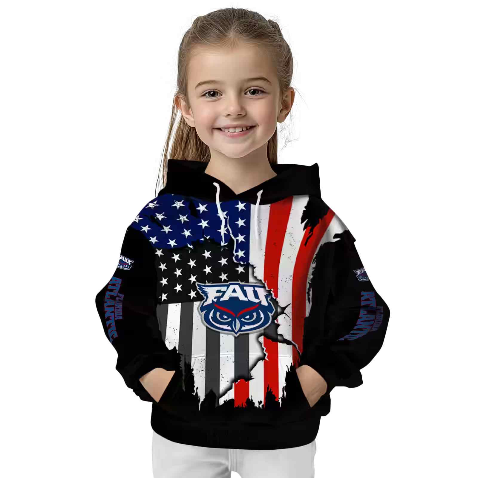 florida atlantic owls american pride black hoodie top rated