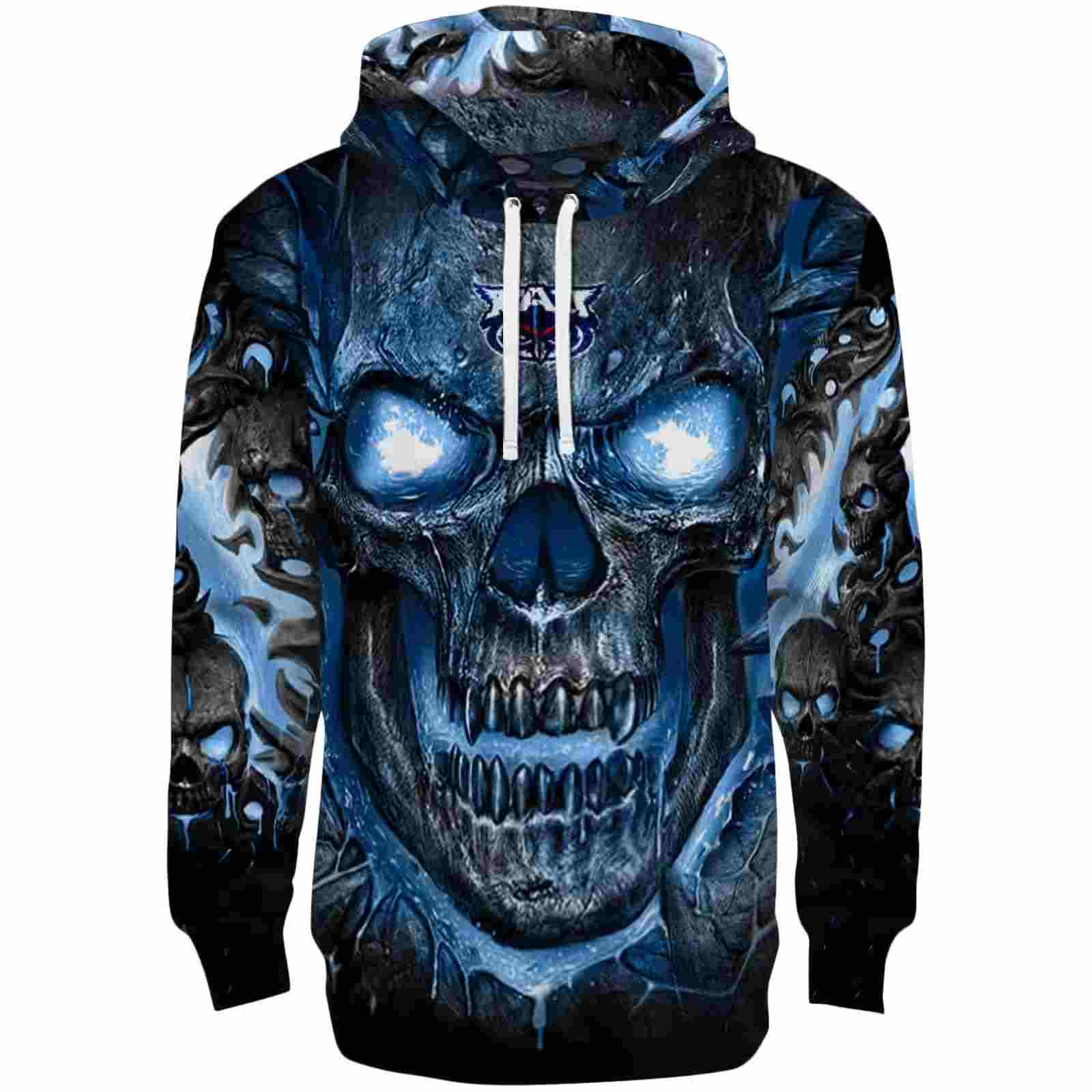 Florida Atlantic Owls Demonic Skull Blue Black Hoodie