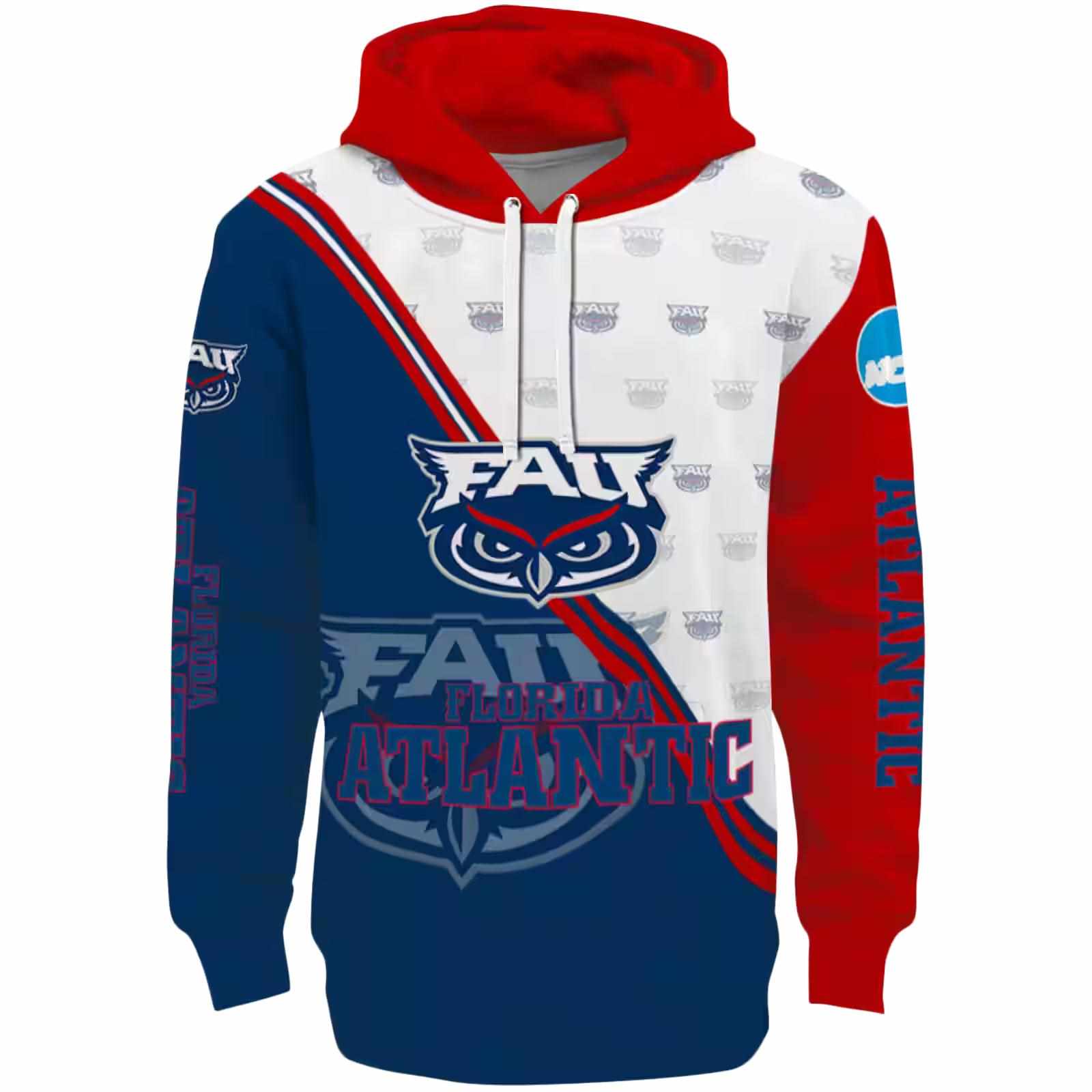 Florida Atlantic Owls Diagonal Stripe Blue White Hoodie