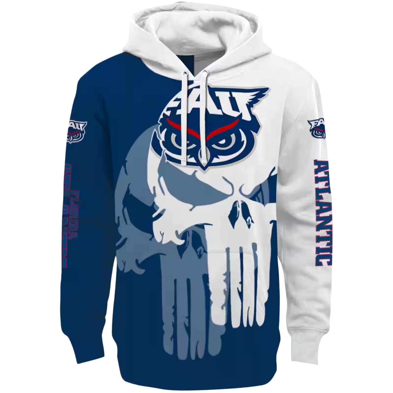 Florida Atlantic Owls Graphic Punisher Blue White Hoodie